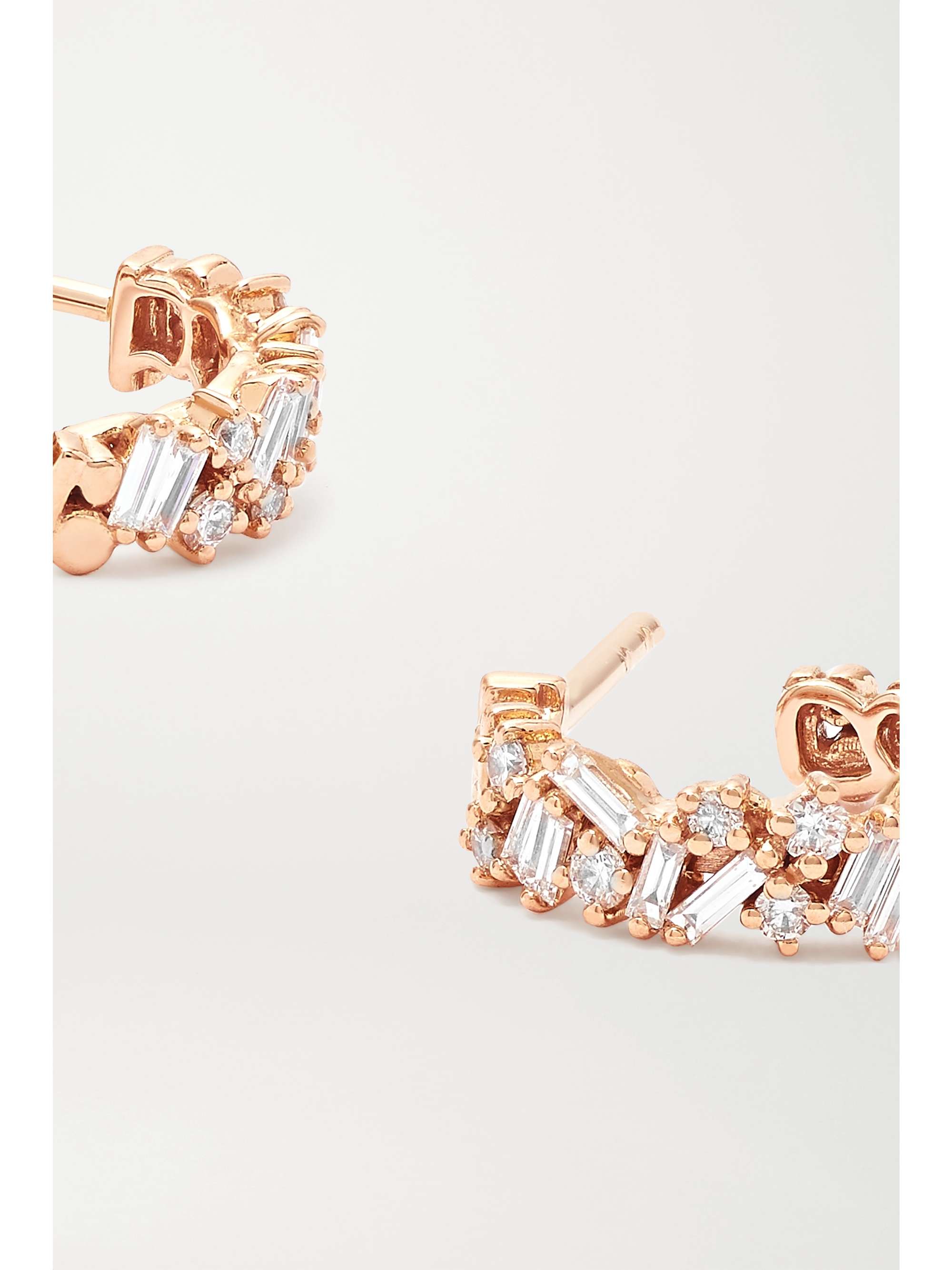 SUZANNE KALAN 18-karat rose gold diamond hoop earrings
