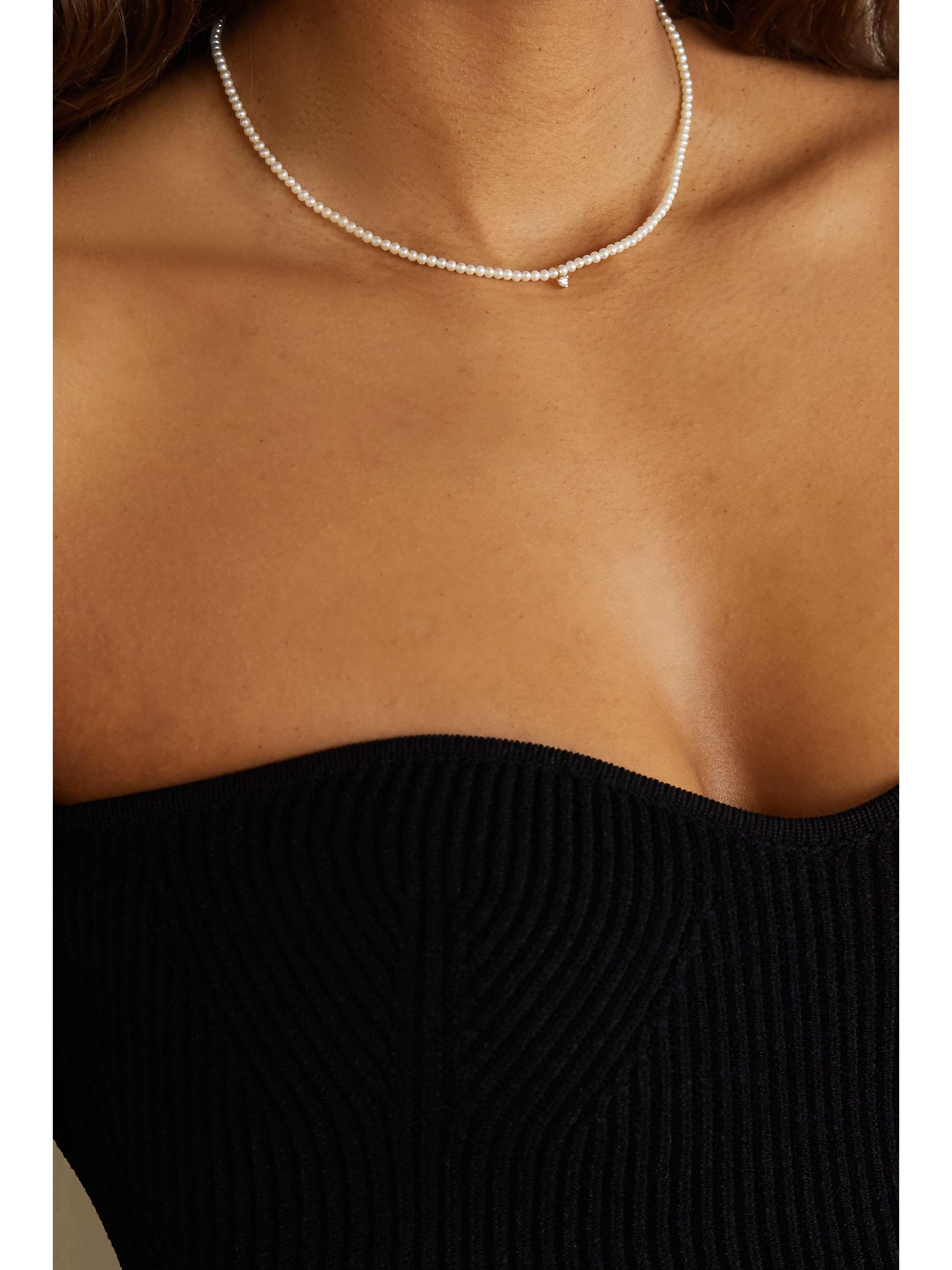 MIZUKI 14-karat gold, pearl and diamond necklace