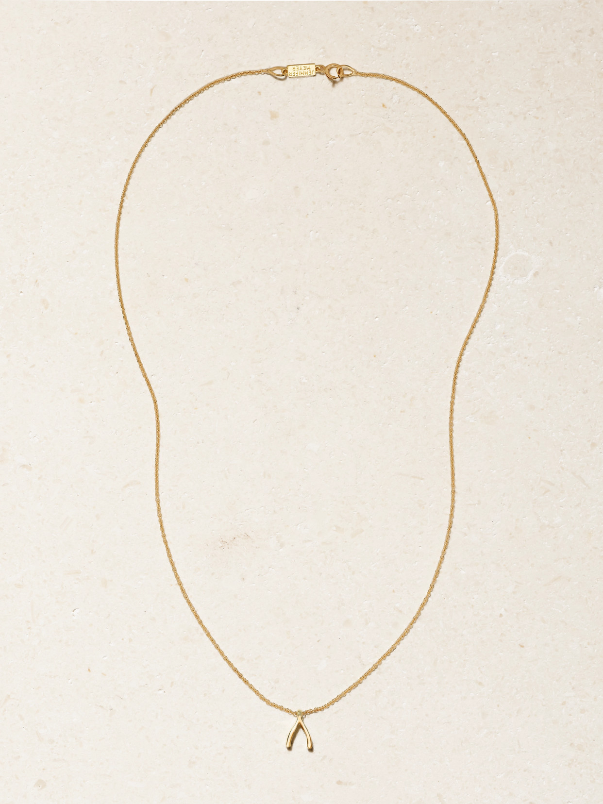 Jennifer Meyer Mini Wishbone 18-karat Gold Necklace In Gold