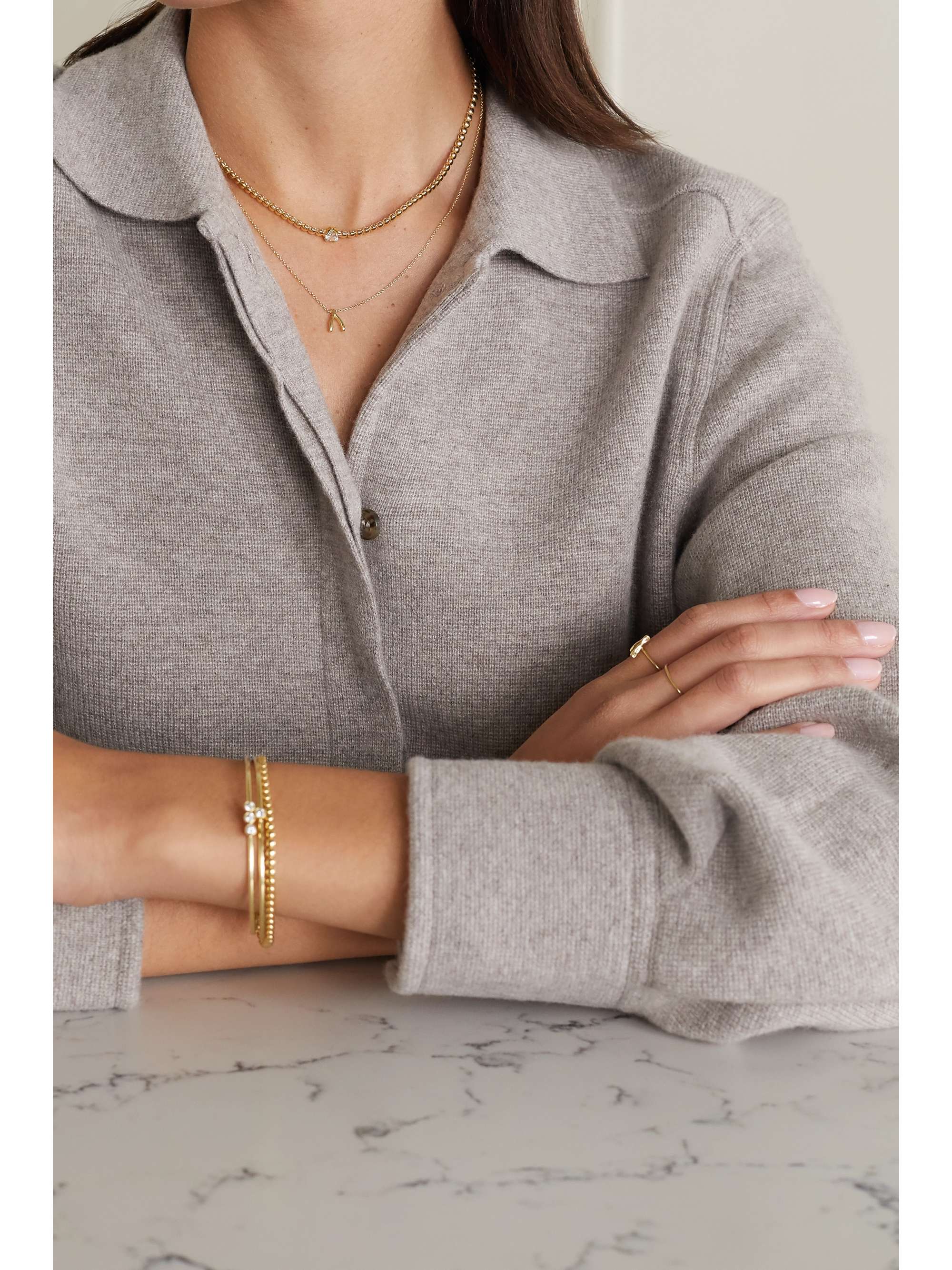 JENNIFER MEYER Mini Wishbone 18-karat gold necklace