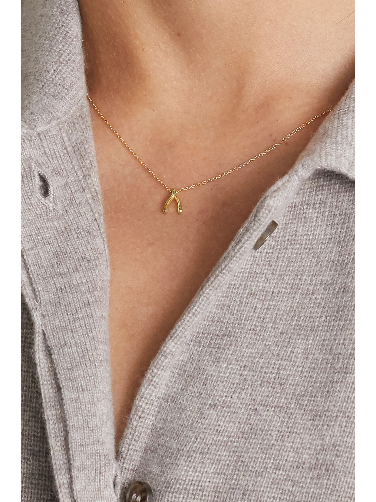Jennifer Meyer Mini Wishbone 18-karat Gold Necklace In Gold