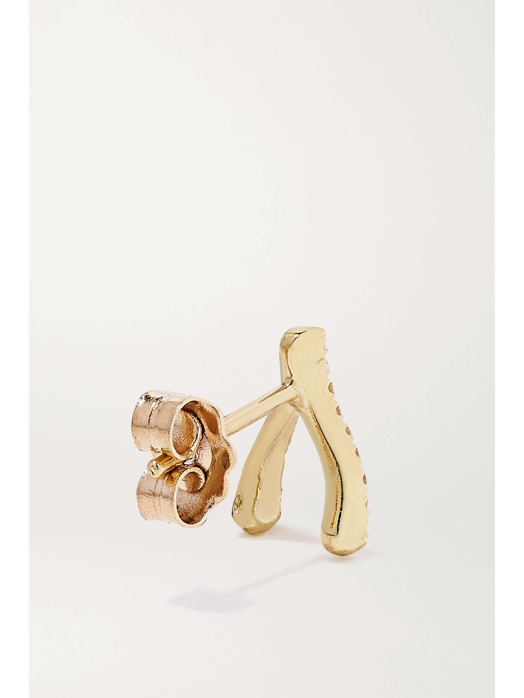 JENNIFER MEYER Mini Wishbone 18-karat gold diamond earrings