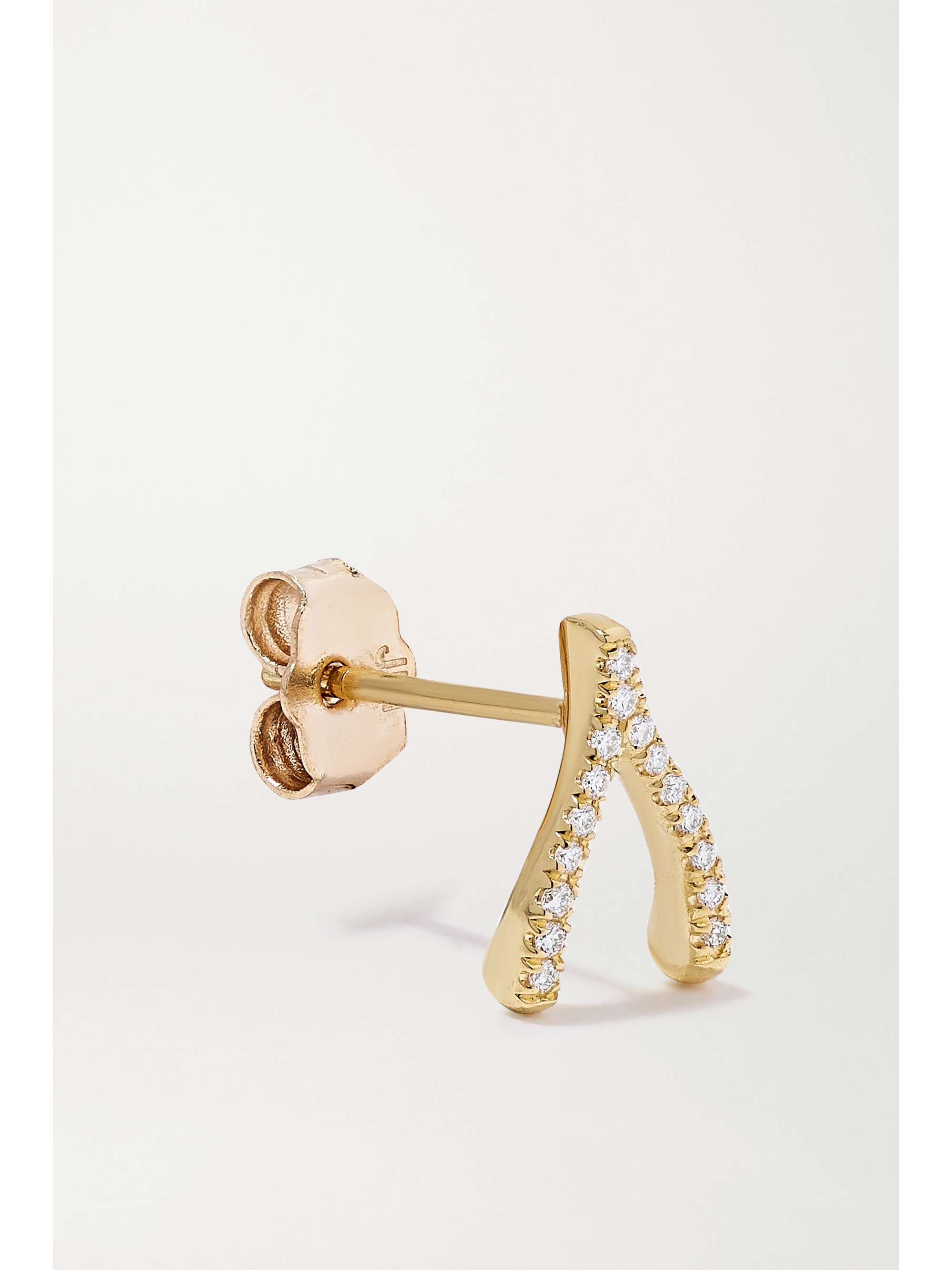 JENNIFER MEYER Mini Wishbone 18-karat gold diamond earrings