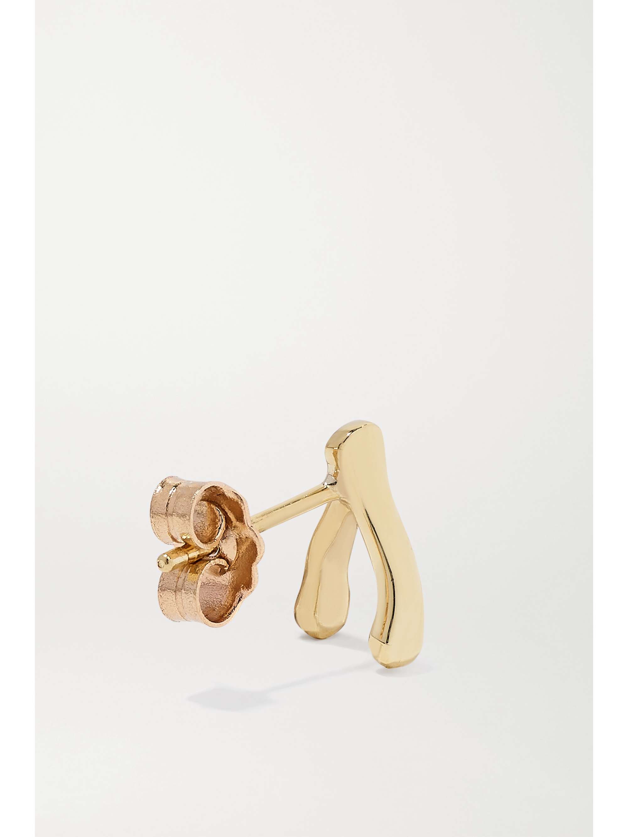 JENNIFER MEYER Mini Wishbone 18-karat gold diamond earrings