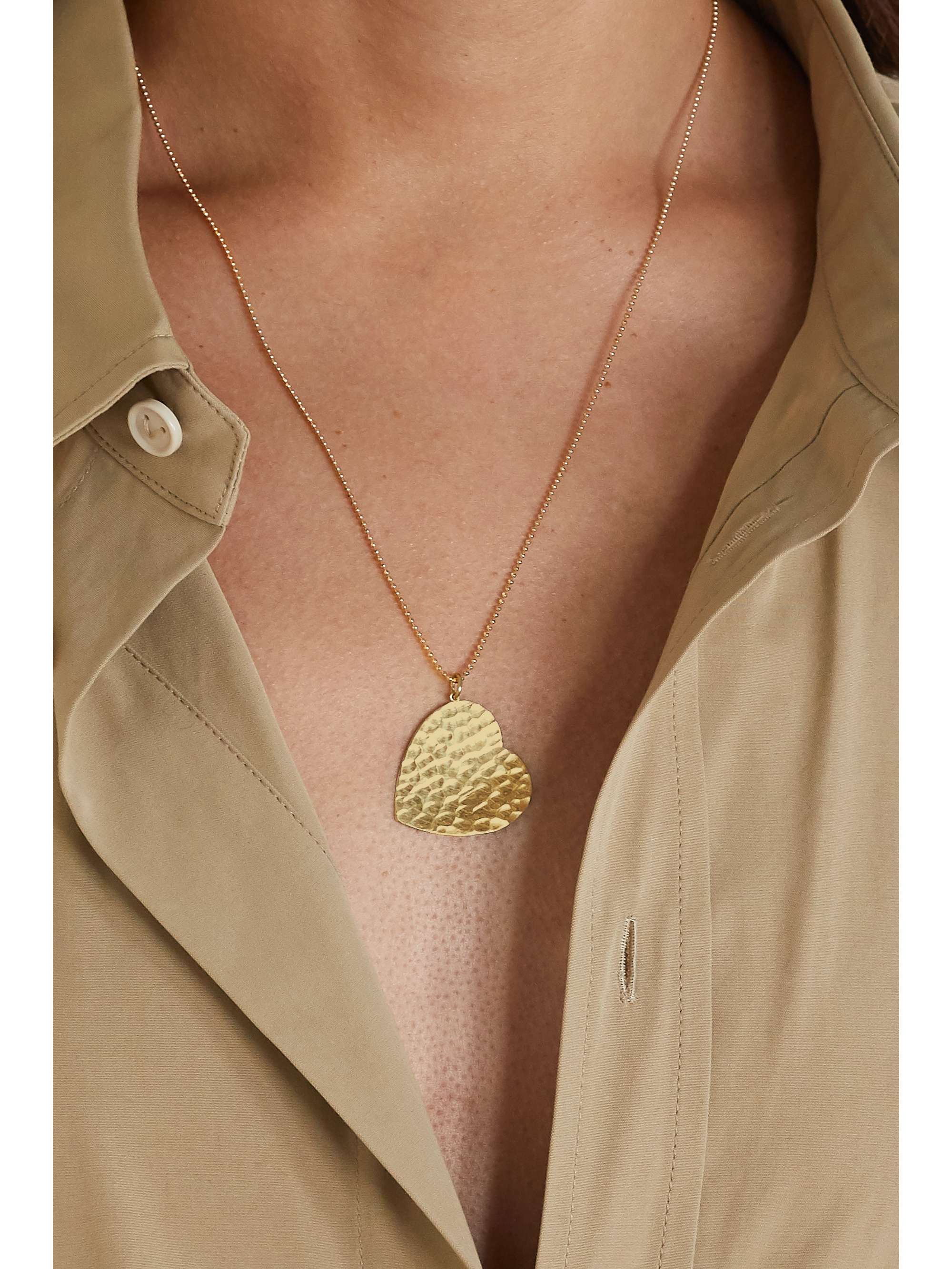 JENNIFER MEYER Large Hammered Heart 18-karat gold necklace