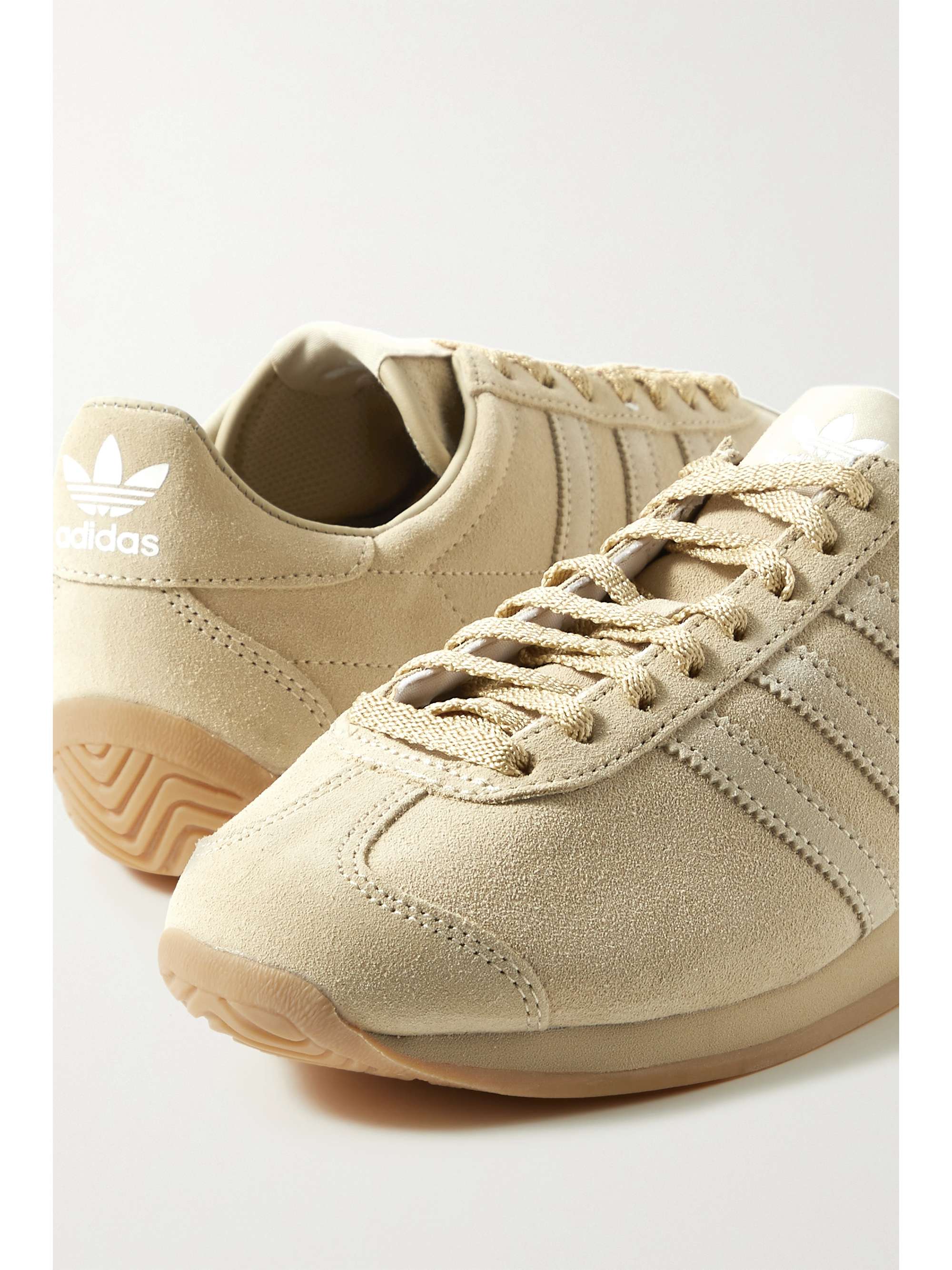 Ecru + adidas Originals suede sneakers | | NET-A-PORTER