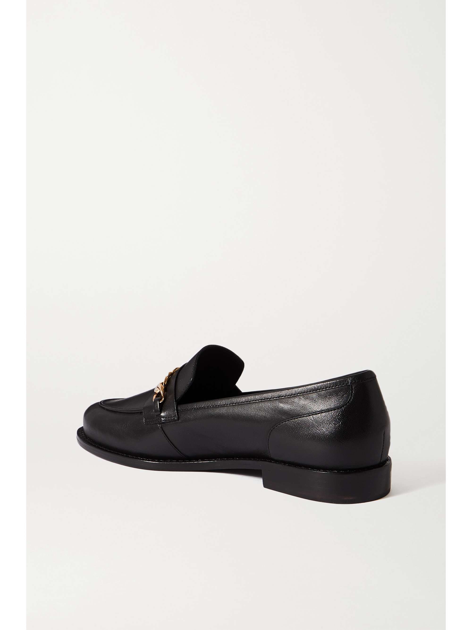 PORTE & PAIRE Chain-embellished leather loafers