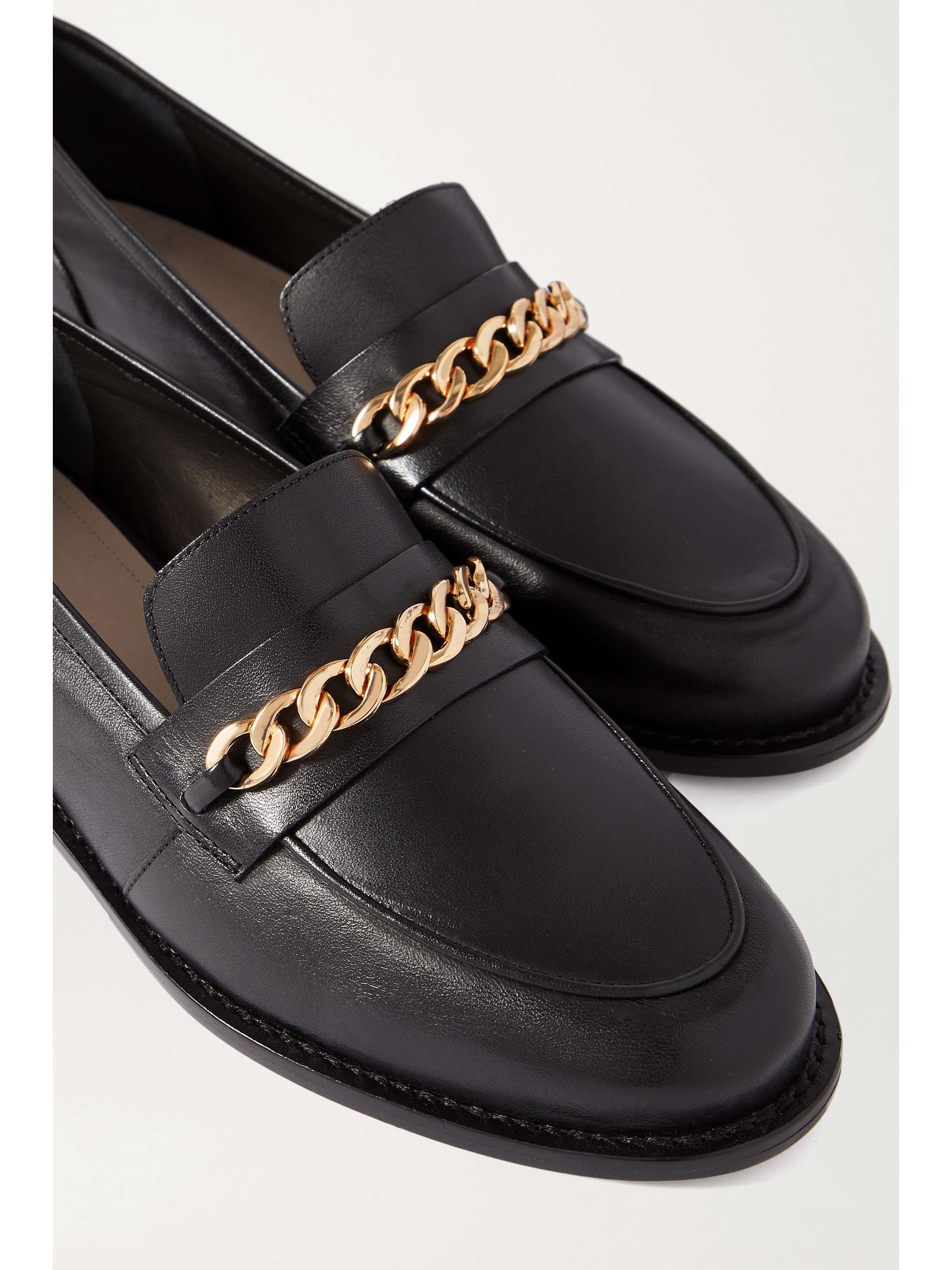 PORTE & PAIRE Chain-embellished leather loafers