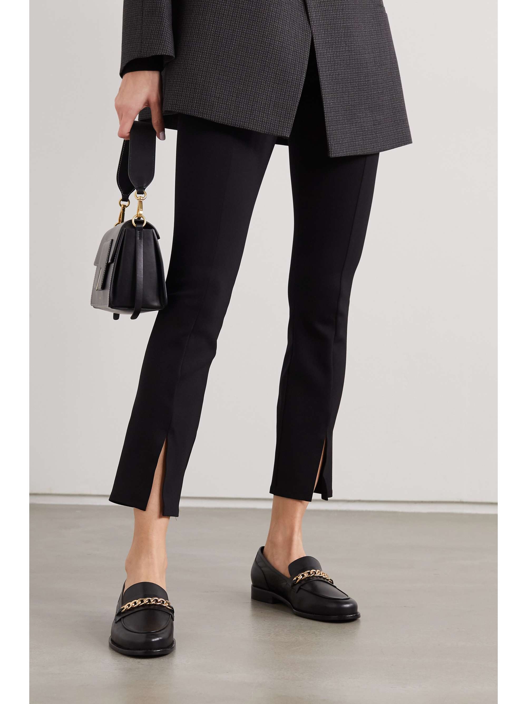 PORTE & PAIRE Chain-embellished leather loafers