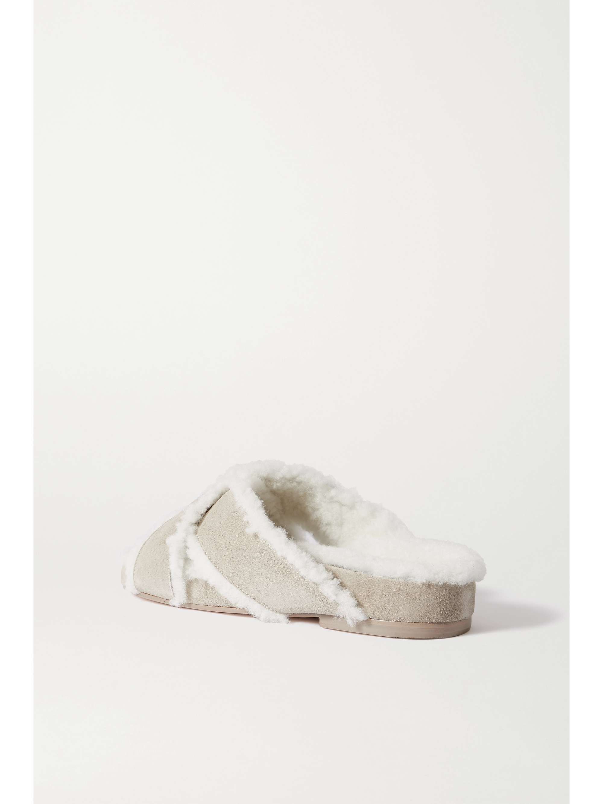PORTE & PAIRE Shearling-lined suede slides