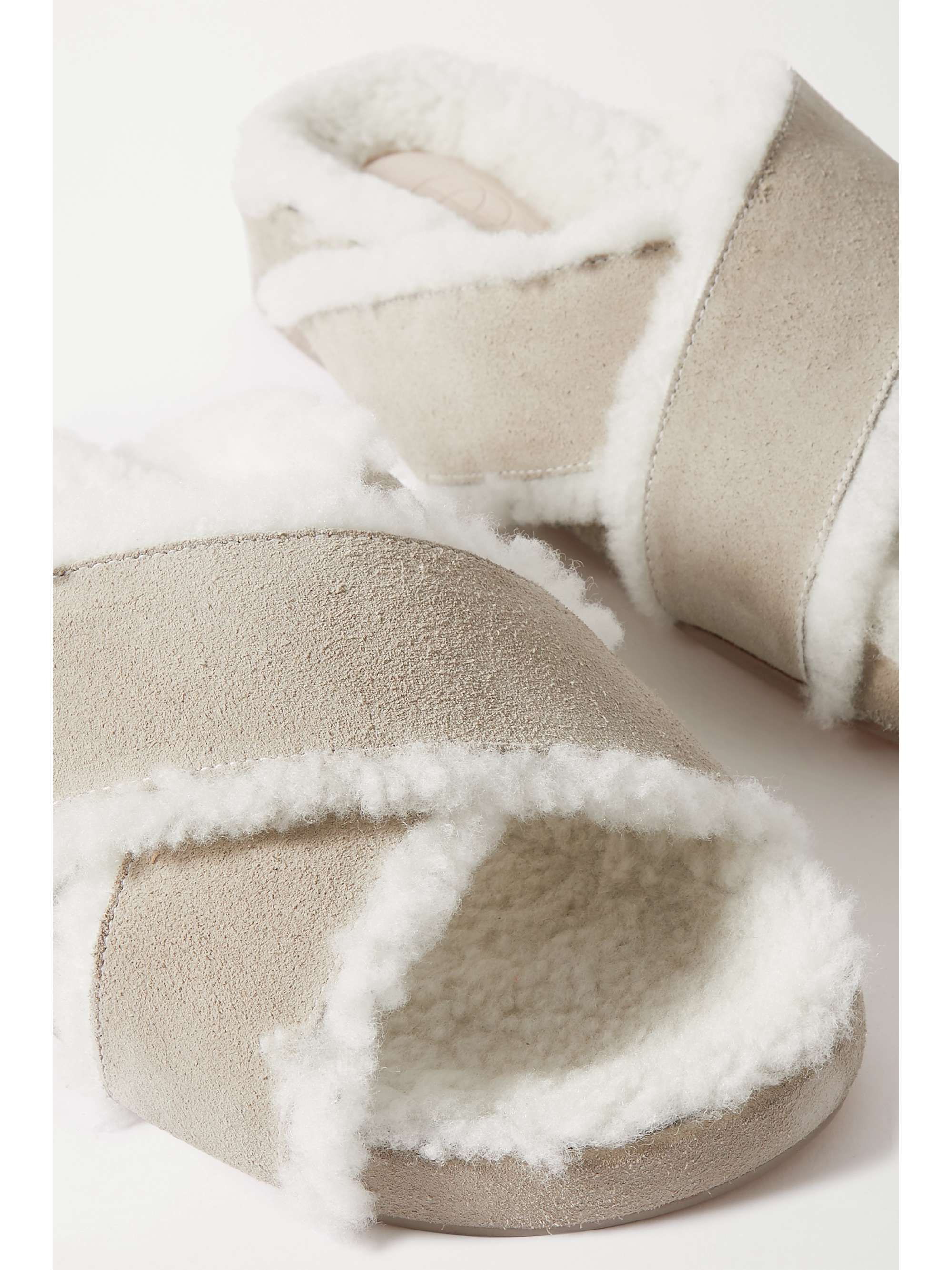 PORTE & PAIRE Shearling-lined suede slides