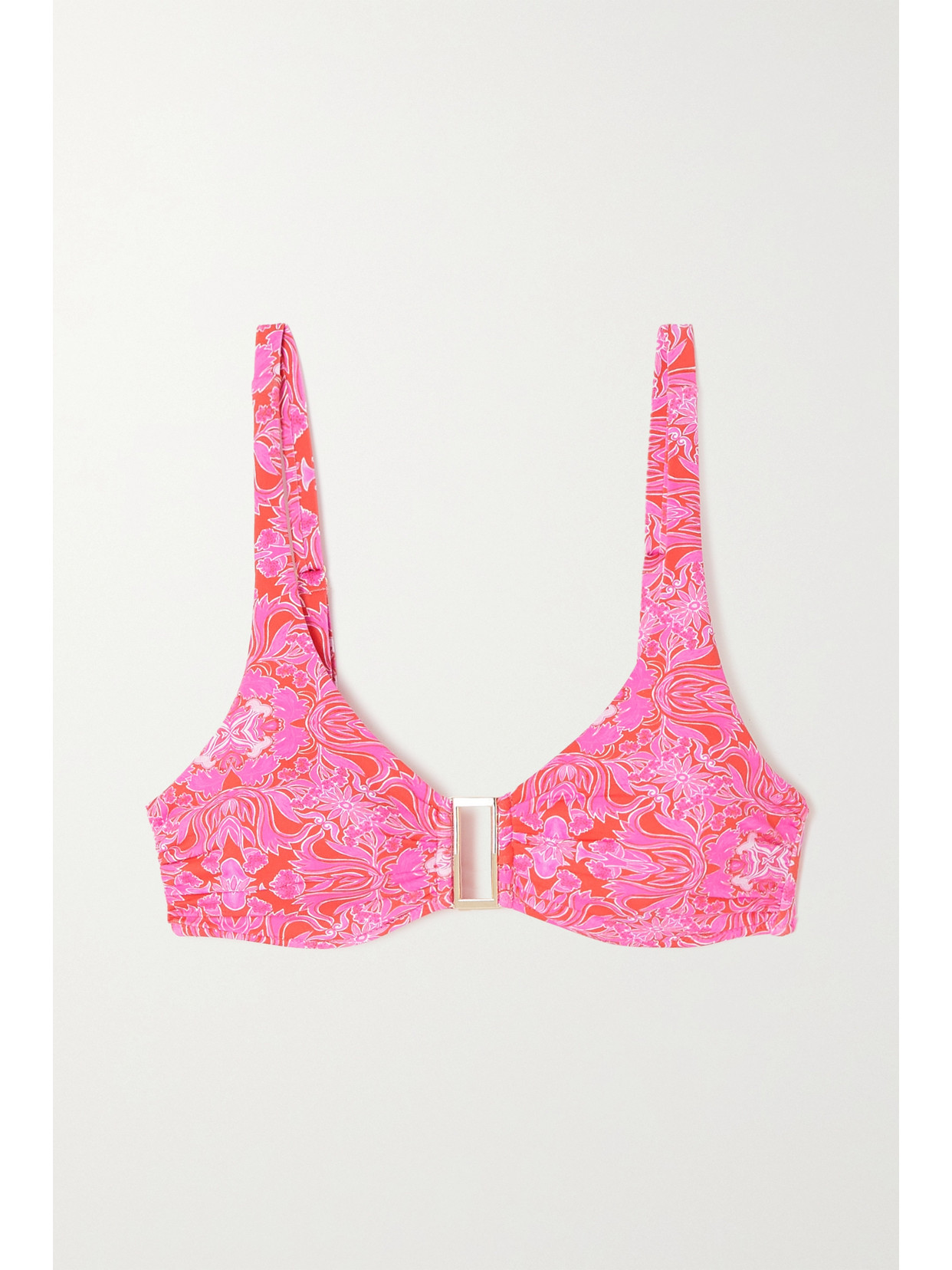 Melissa Odabash Bel Air Embellished Floral-print Underwired Bikini Top In Pink