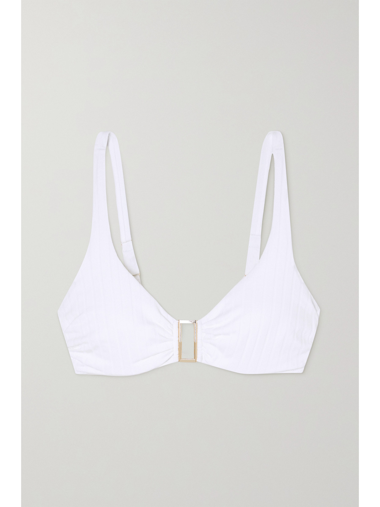 Melissa Odabash Bel Air Embellished Ribbed Underwired Bikini Top In White