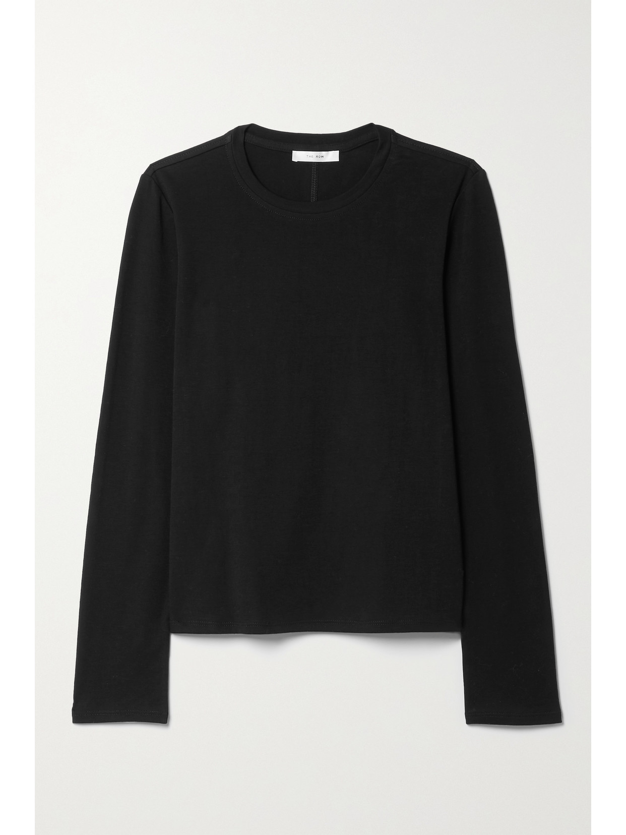 The Row Sherman Long Sleeve Light Jersey Top In Black