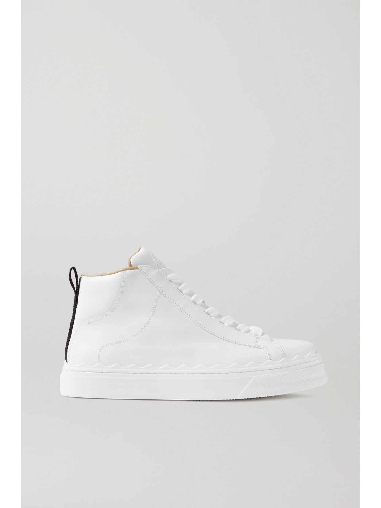 Chloé Lauren Scalloped Leather High-top Sneakers In White