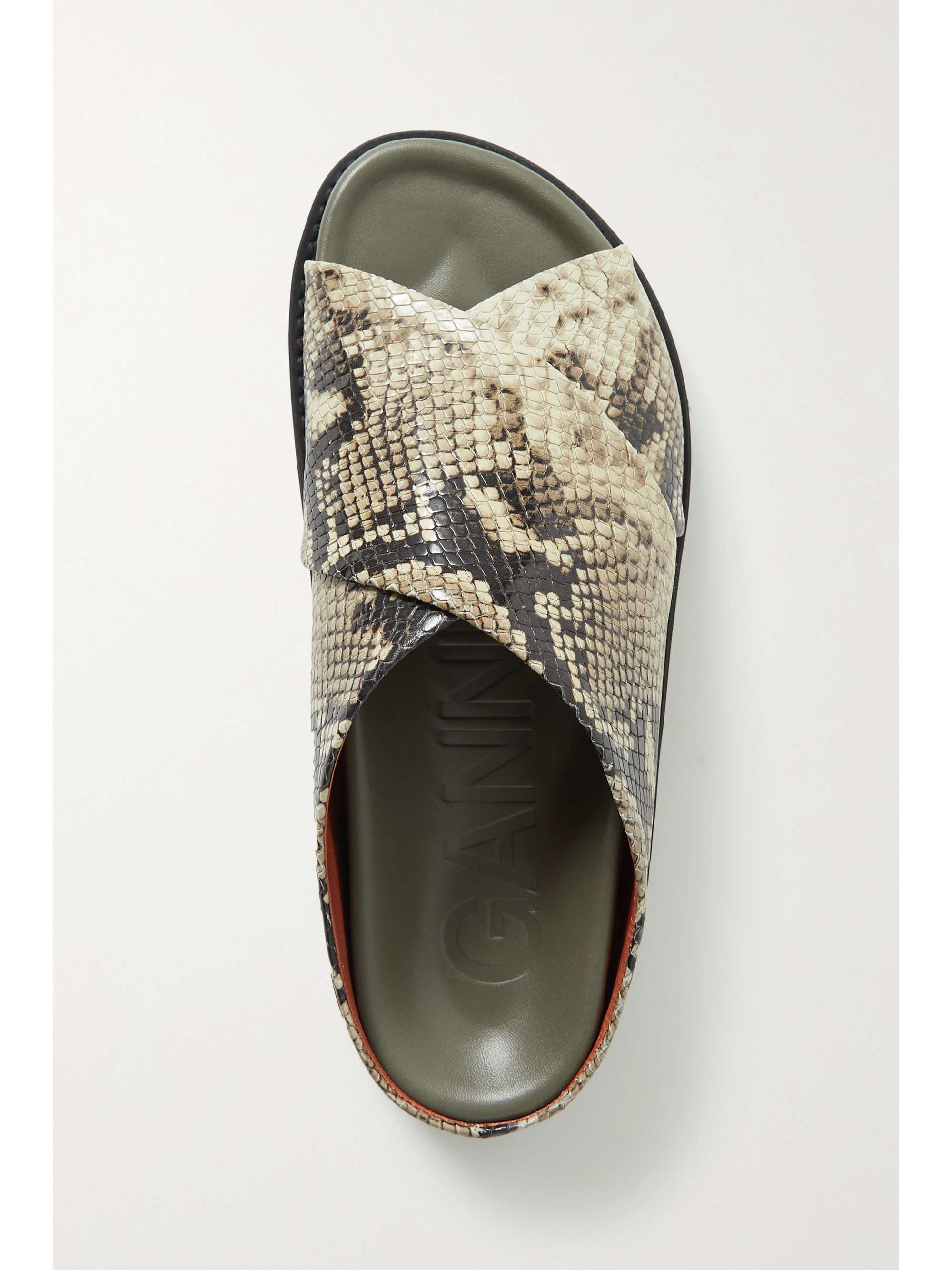 snake effect leather platform trainers