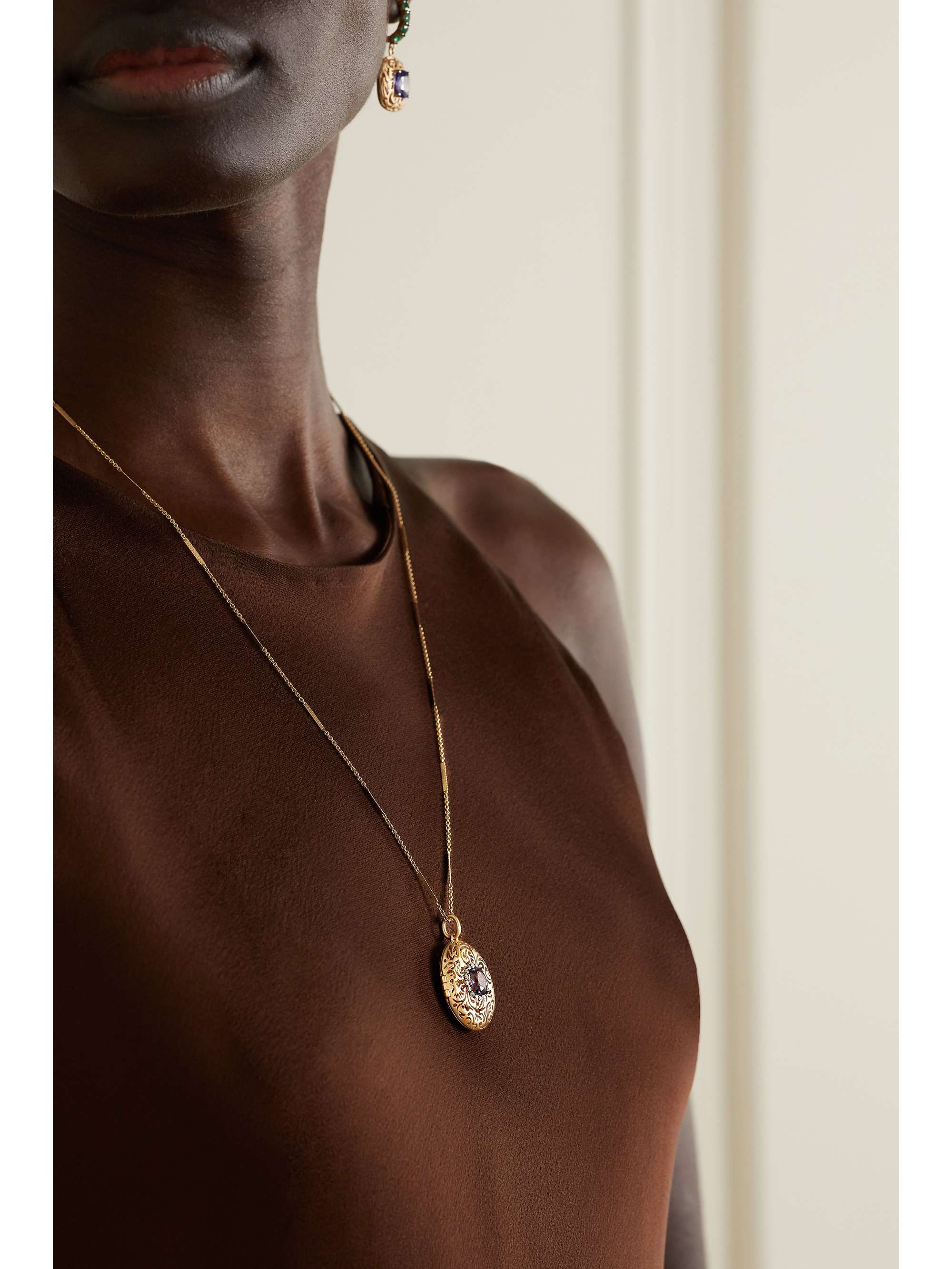 LARKSPUR & HAWK Illustrated Arbor Eyelet Aromatic 14-karat gold, spinel and diamond necklace