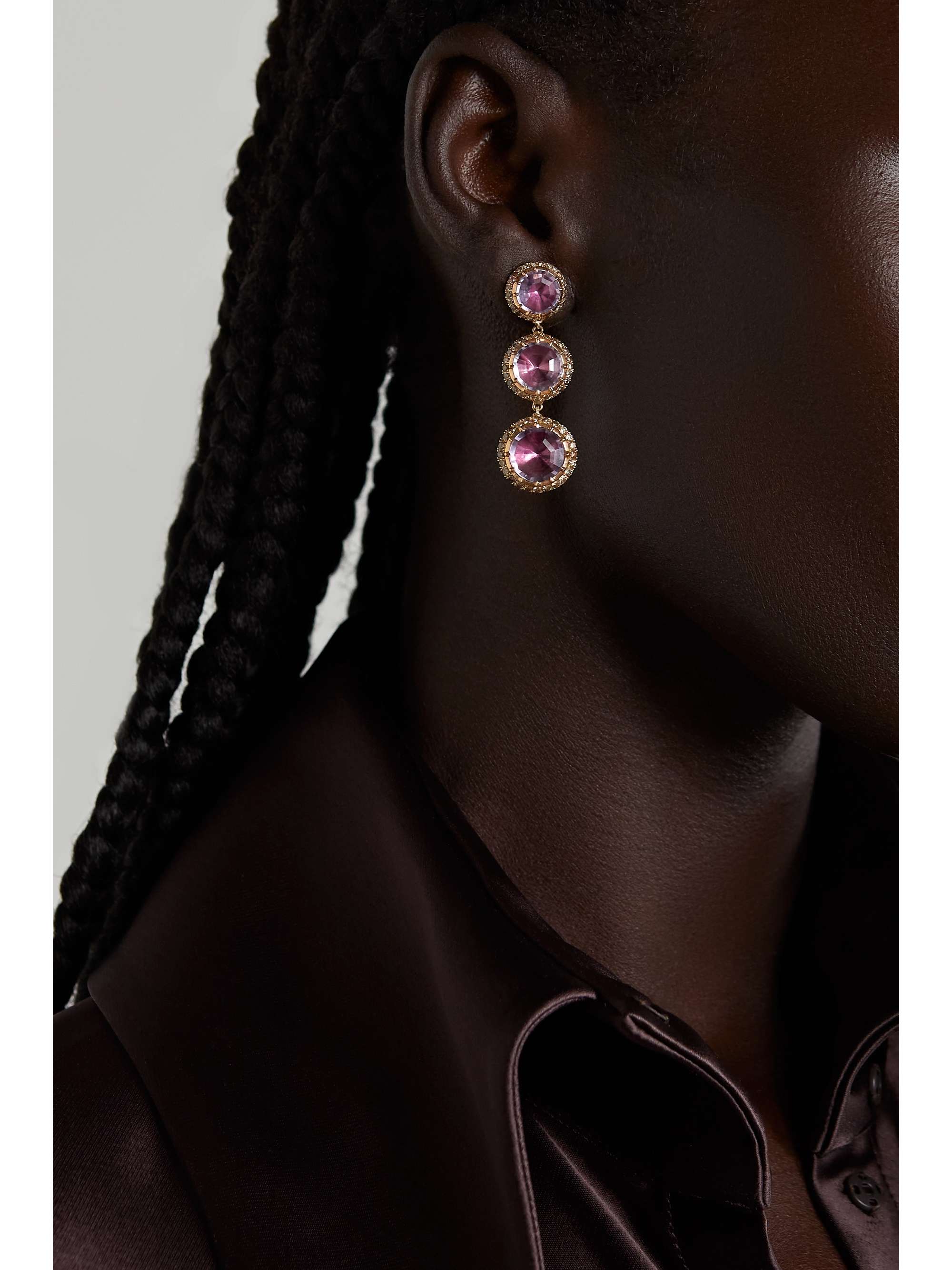 LARKSPUR & HAWK Illustrated 18-karat rose gold amethyst and diamond earrings
