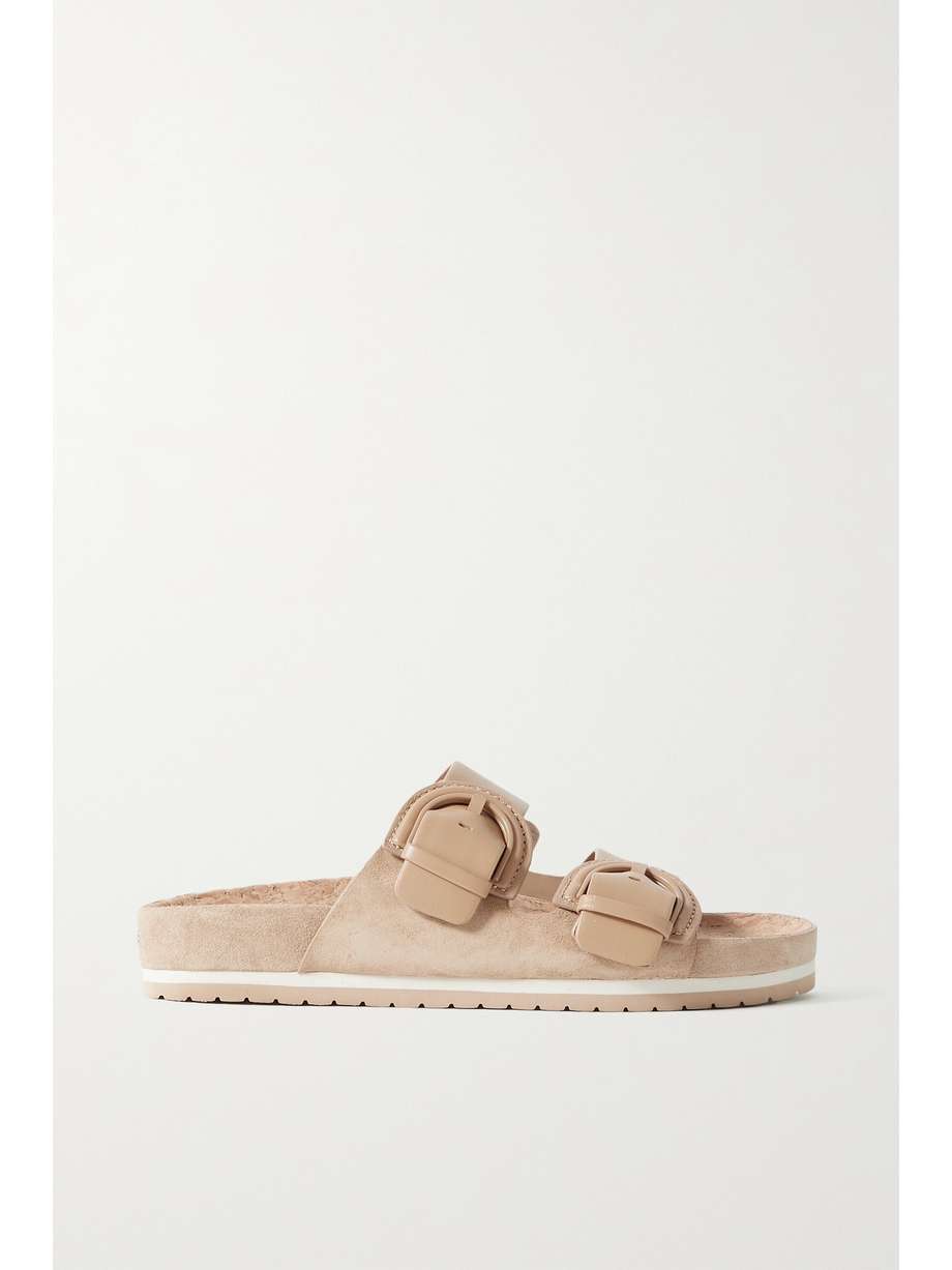 Beige Glyn leather and suede slides | VINCE | NET-A-PORTER
