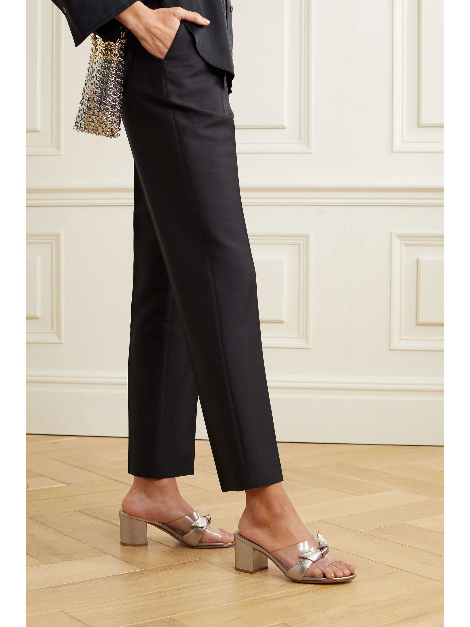 ALEXANDRE BIRMAN Clarita PVC and metallic leather mules