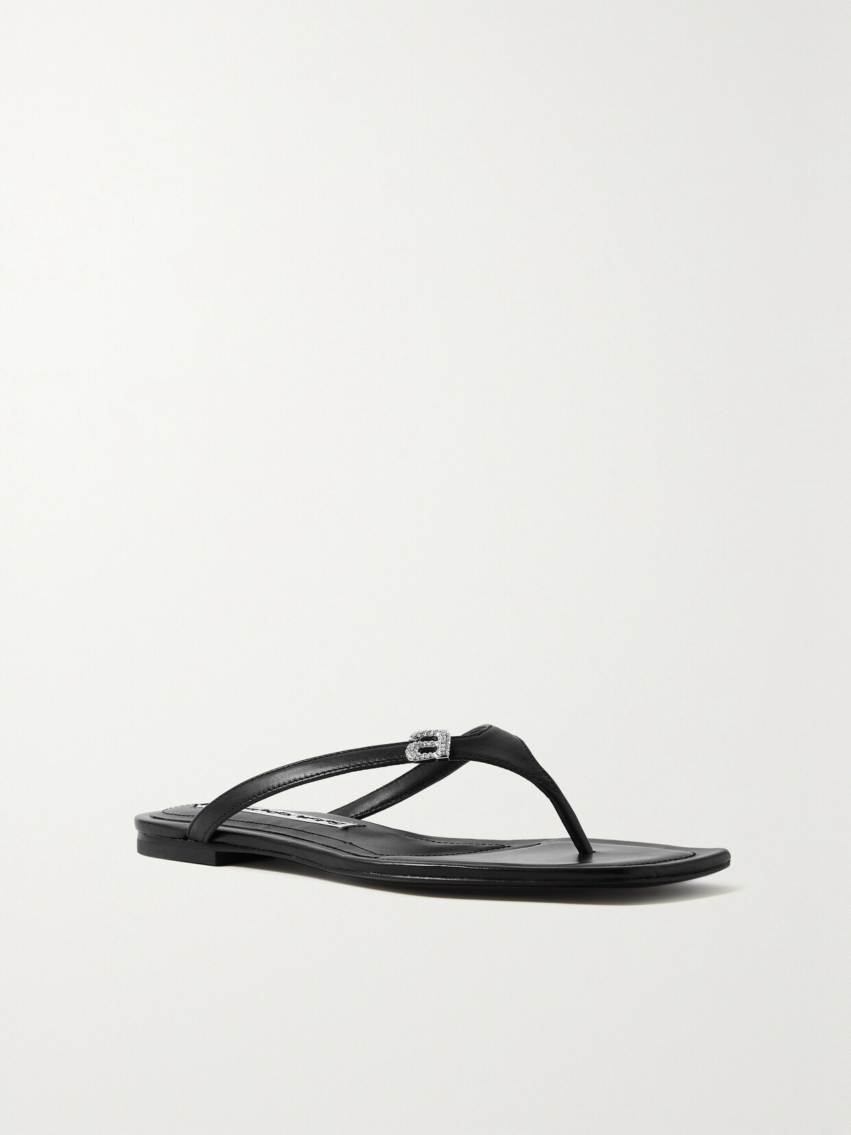 ALEXANDER WANG IVY CRYSTAL-EMBELLISHED LEATHER FLIP FLOPS