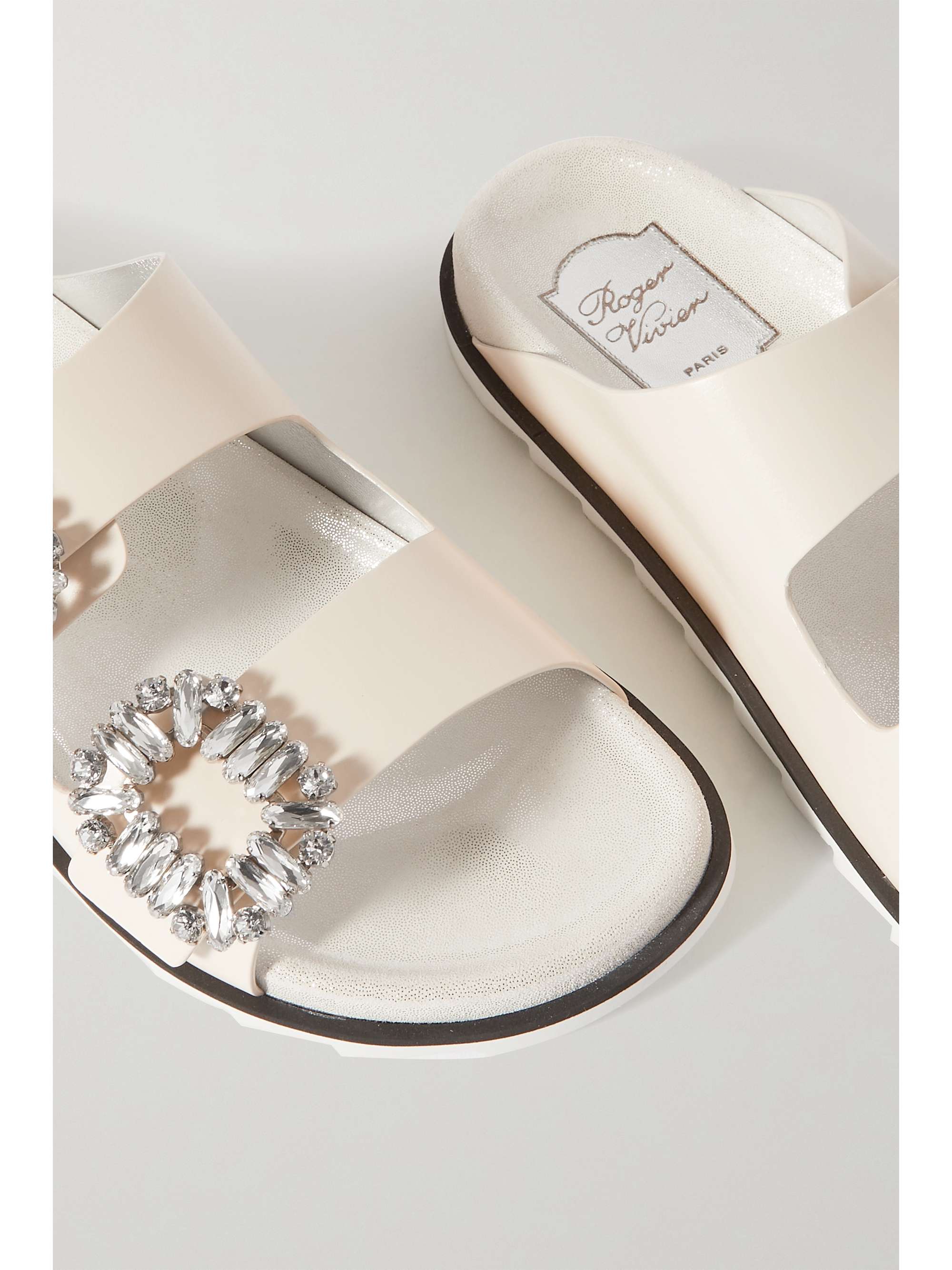 ROGER VIVIER Slidy Viv crystal-embellished shearling slides