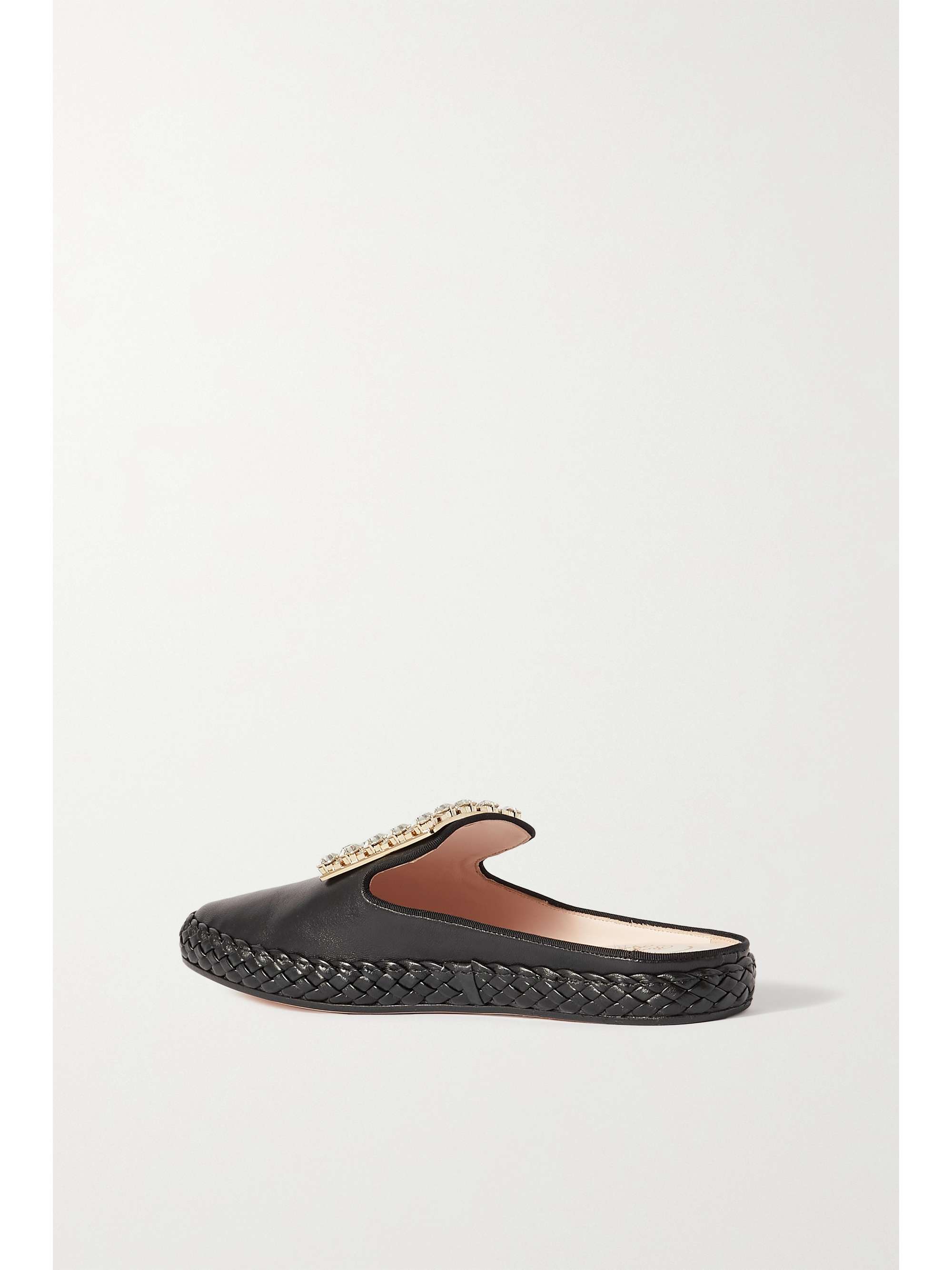 ROGER VIVIER Crystal-embellished leather slippers