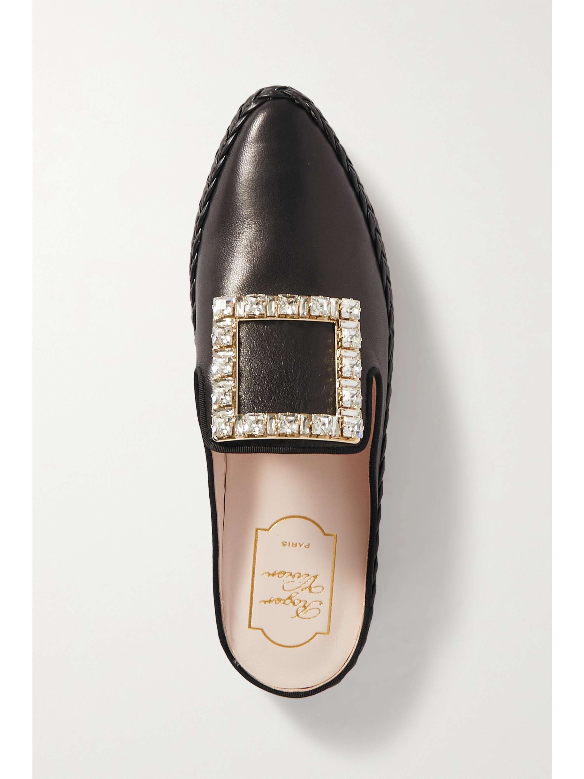 ROGER VIVIER Crystal-embellished leather slippers