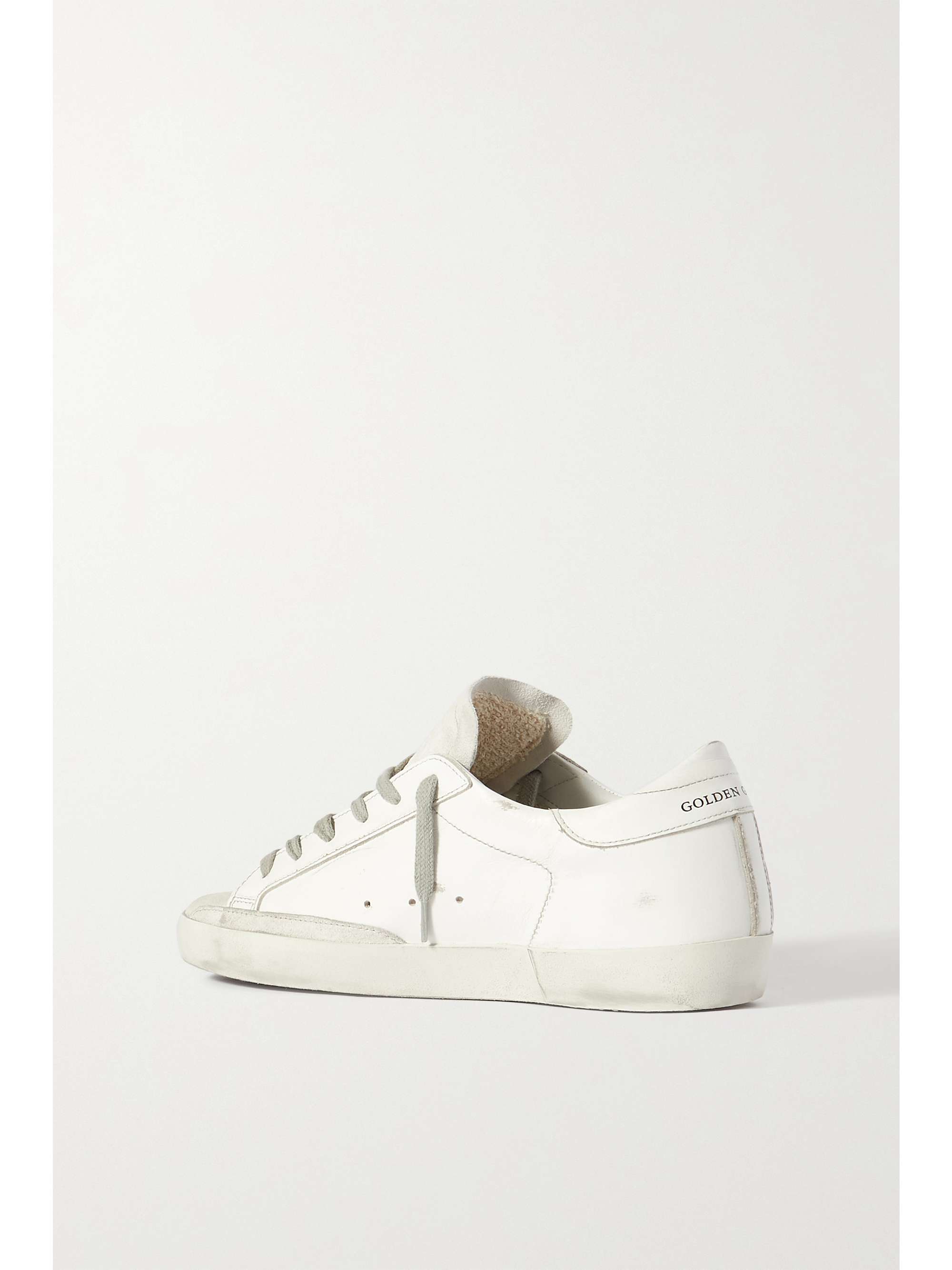 GOLDEN GOOSE Superstar crystal-embellished distressed leather and suede sneakers