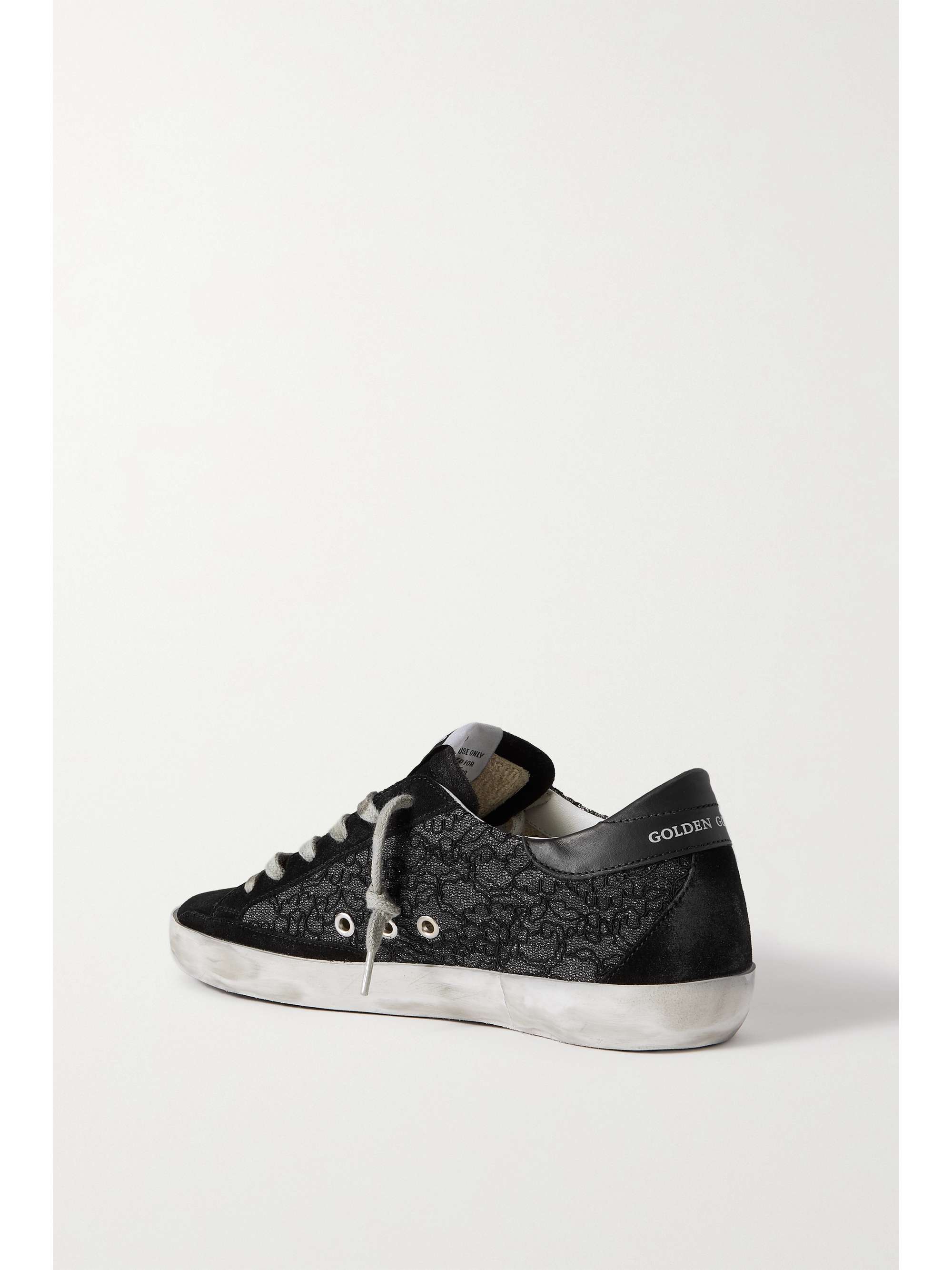 GOLDEN GOOSE Superstar glittered distressed leather sneakers