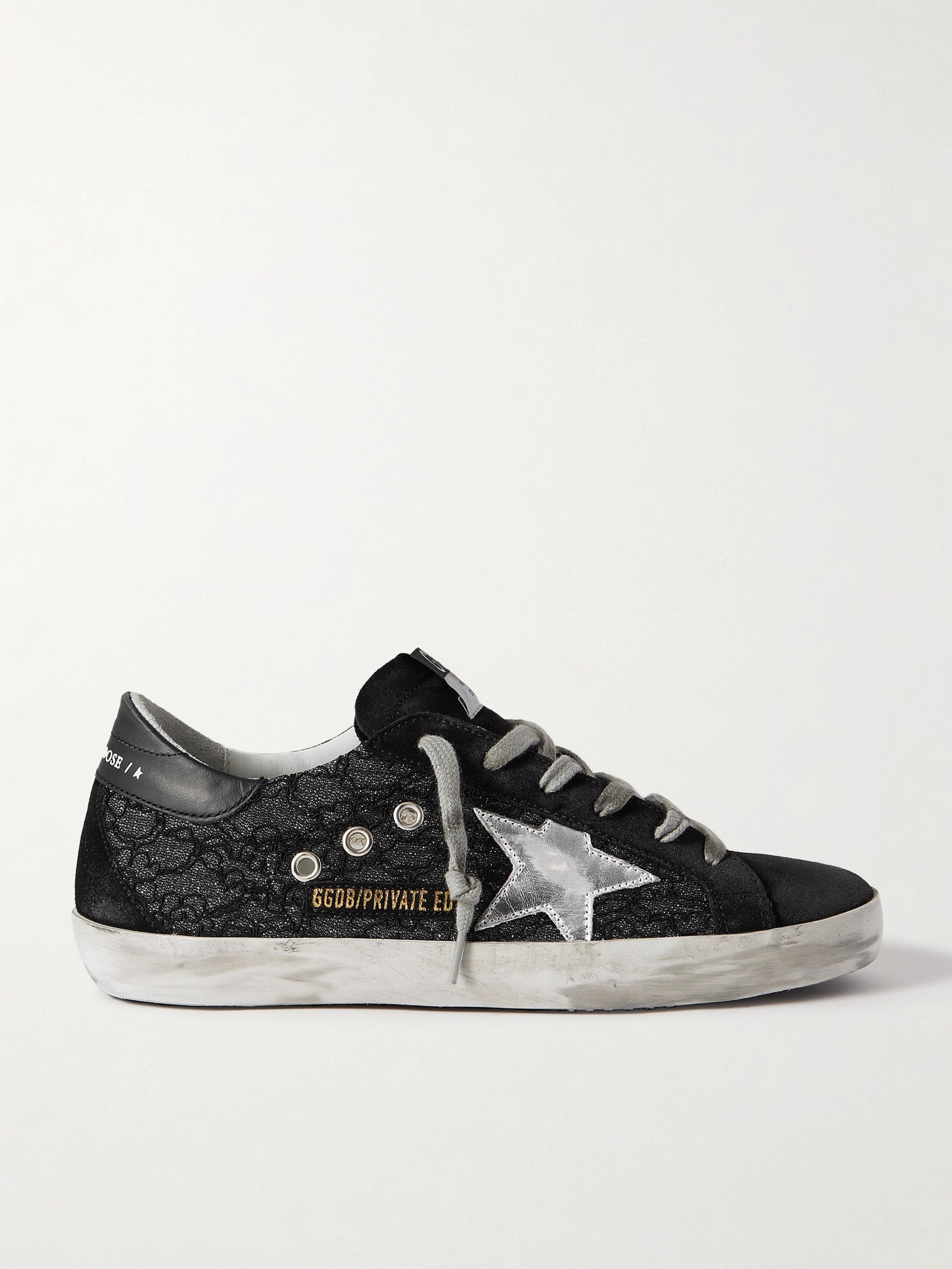 Superstar sneakers in total black suede and snakeskin print leather Clearance