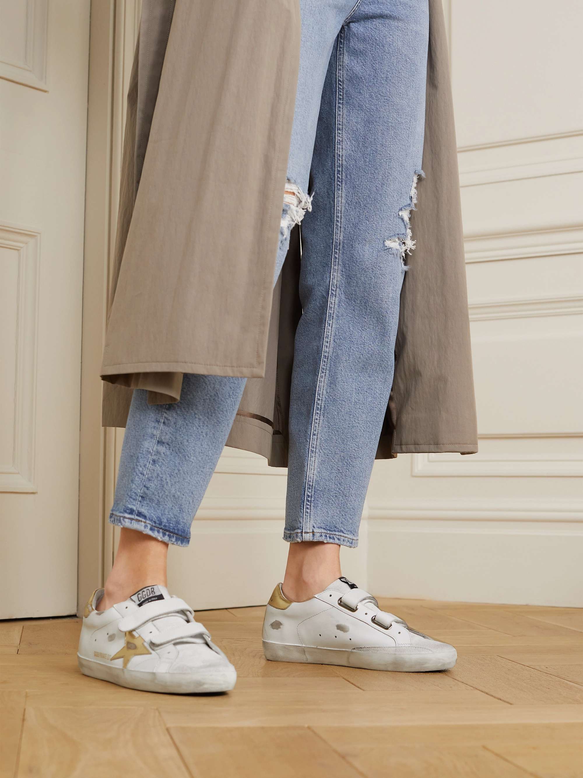 GOOSE Old School distressed leather sneakers | NET-A-PORTER