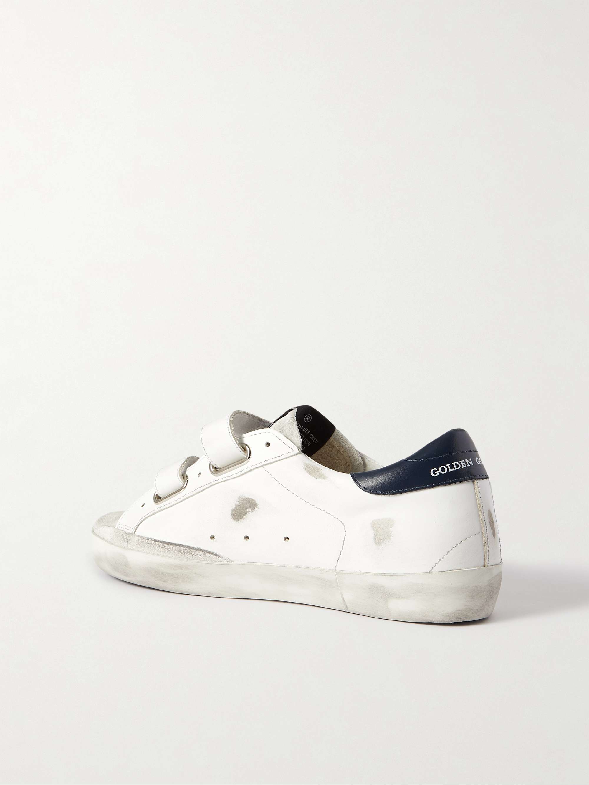 GOLDEN GOOSE Old School shearling-lined distressed glittered leather sneakers