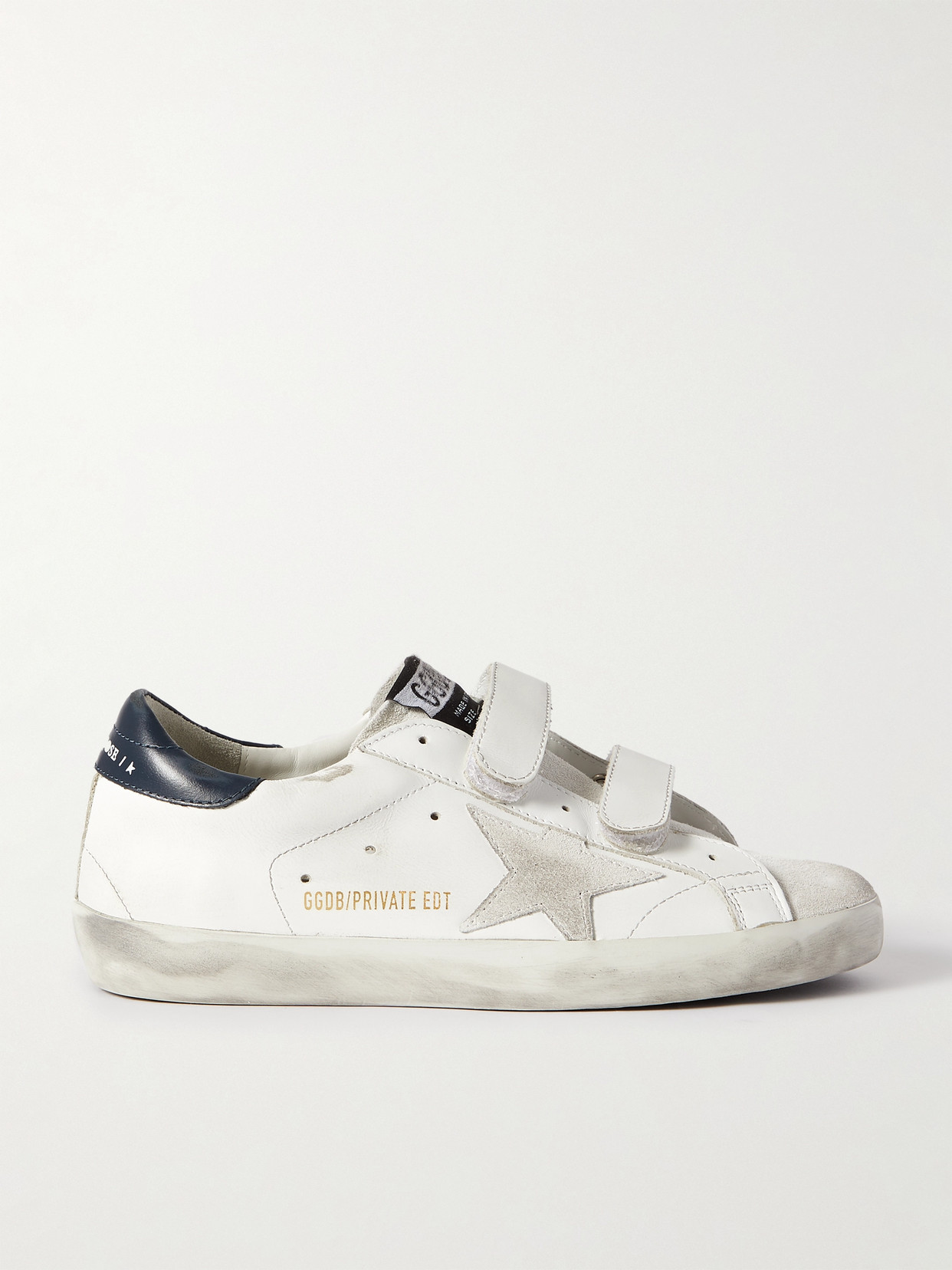 Golden Goose Old School Distressed Leather Sneakers In White