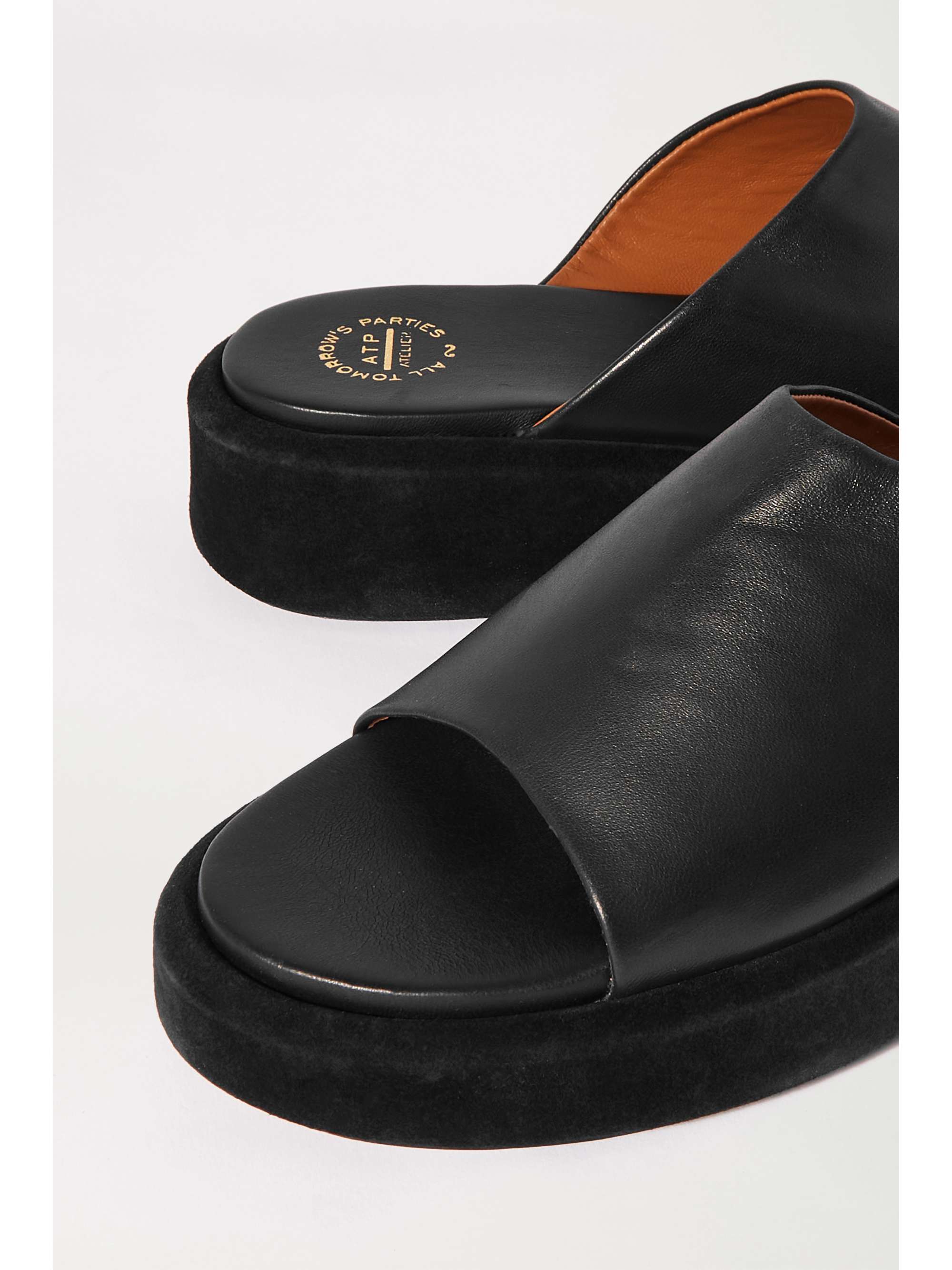 Black Pacci leather and suede platform sandals | ATP ATELIER | NET-A-PORTER