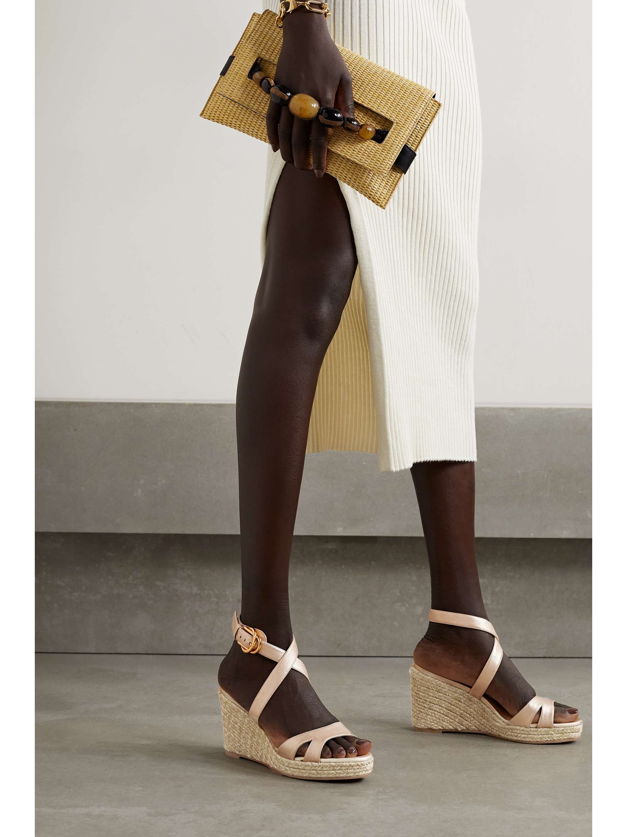 STUART WEITZMAN Zuzu metallic leather espadrille wedge sandals |  NET-A-PORTER