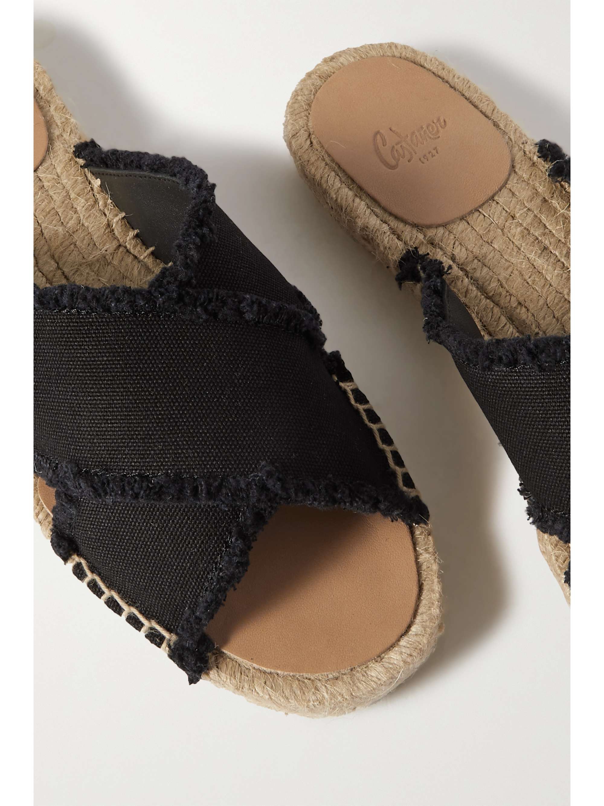 CASTAÑER + NET SUSTAIN Palmera frayed canvas espadrille slides