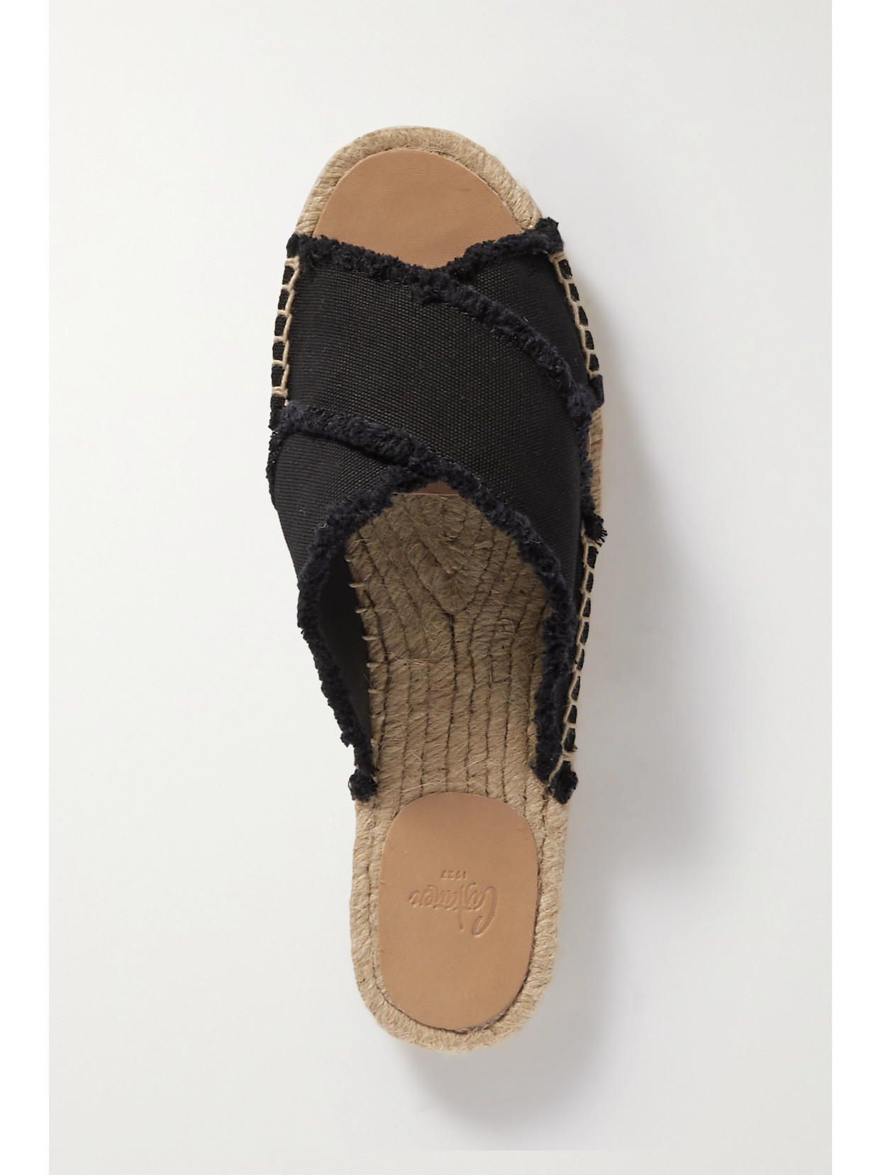 Castaã±er + Net Sustain Palmera Frayed Canvas Espadrille Slides In Black