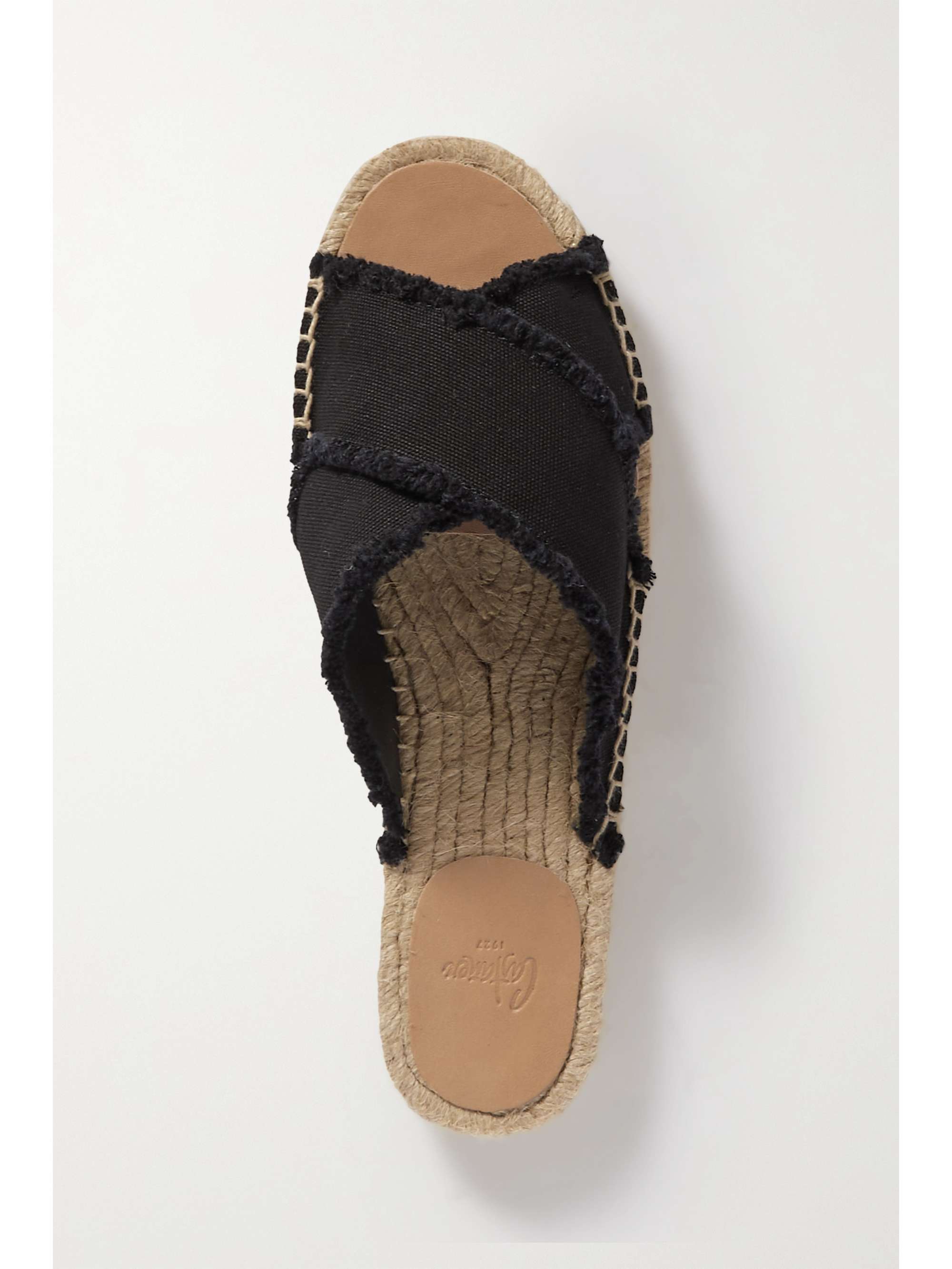 CASTAÑER + NET SUSTAIN Palmera frayed canvas espadrille slides