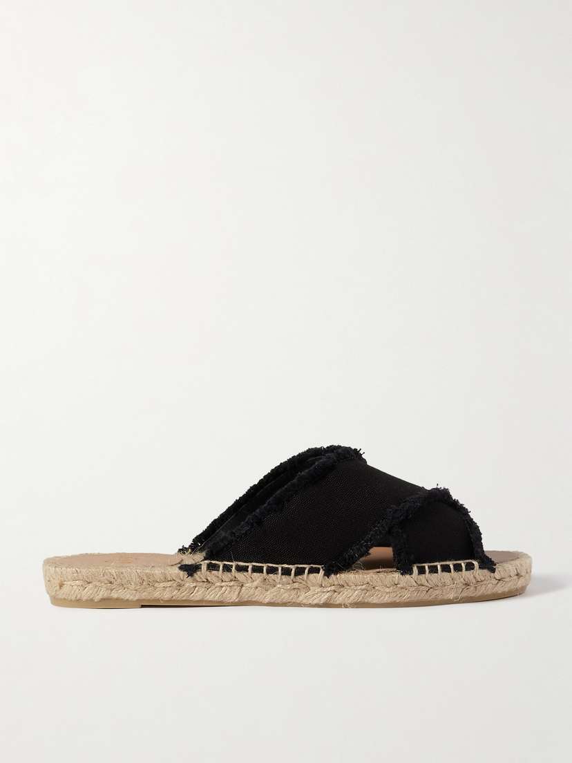 Castañer + Net Sustain Palmera Frayed Canvas Espadrille Slides