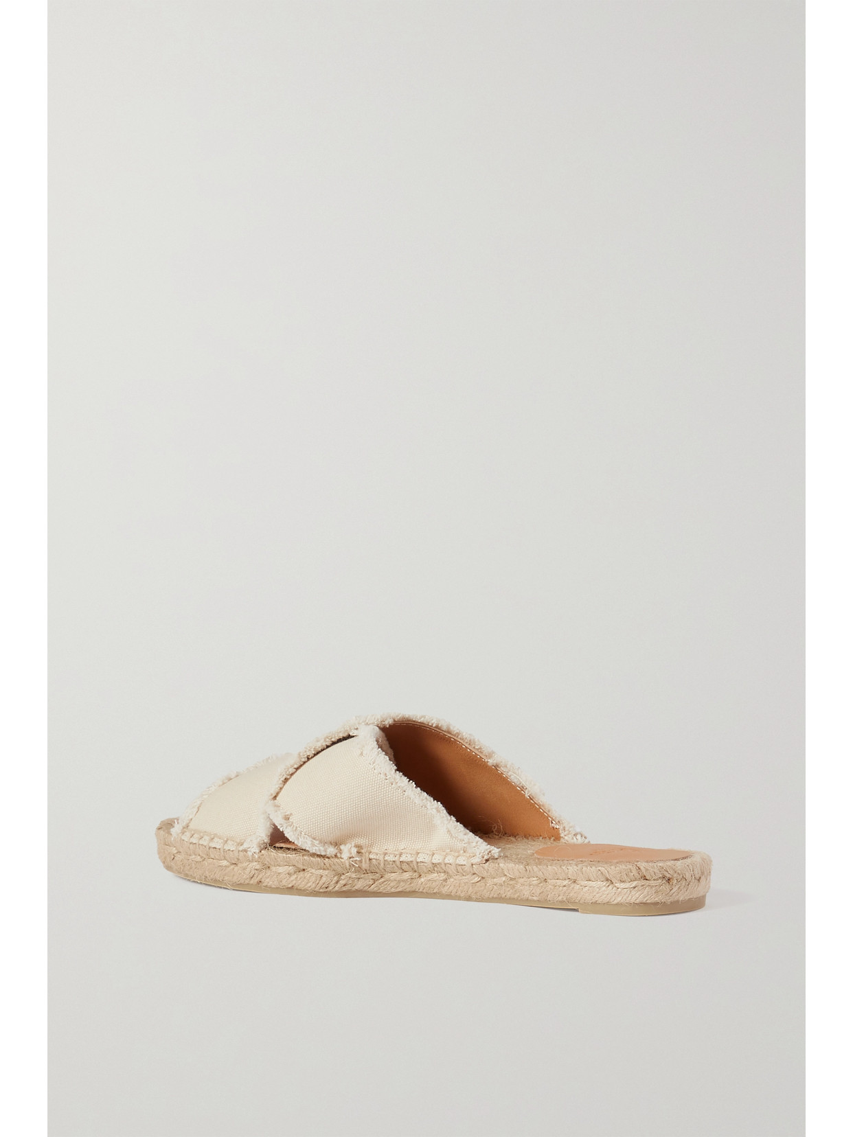 Castaã±er Palmera Sand Canvas Criss Cross Slide Sandals In Cream