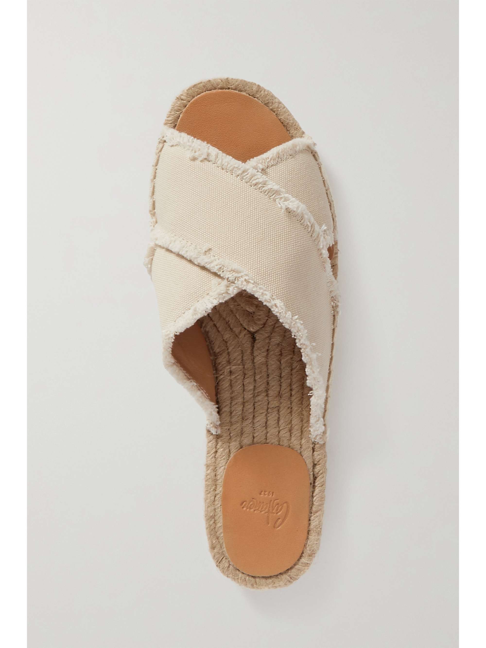 CASTAÑER + NET SUSTAIN Palmera frayed canvas espadrille slides
