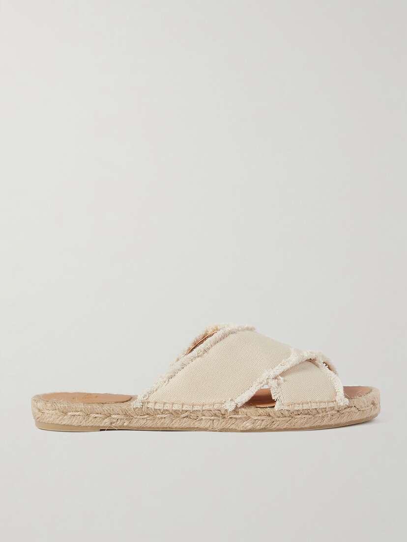 Castañer + Net Sustain Palmera Frayed Canvas Espadrille Slides