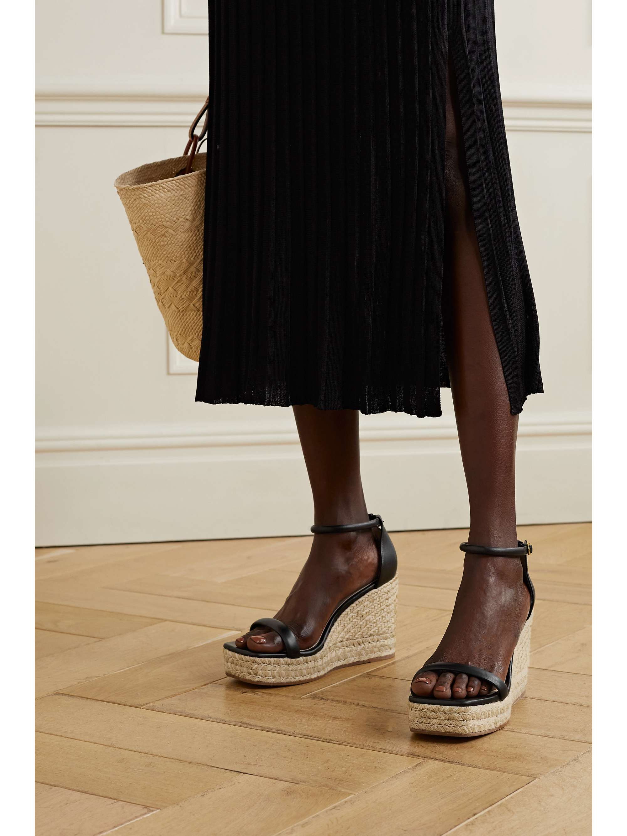 STUART WEITZMAN Nudist leather wedge espadrilles | NET-A-PORTER