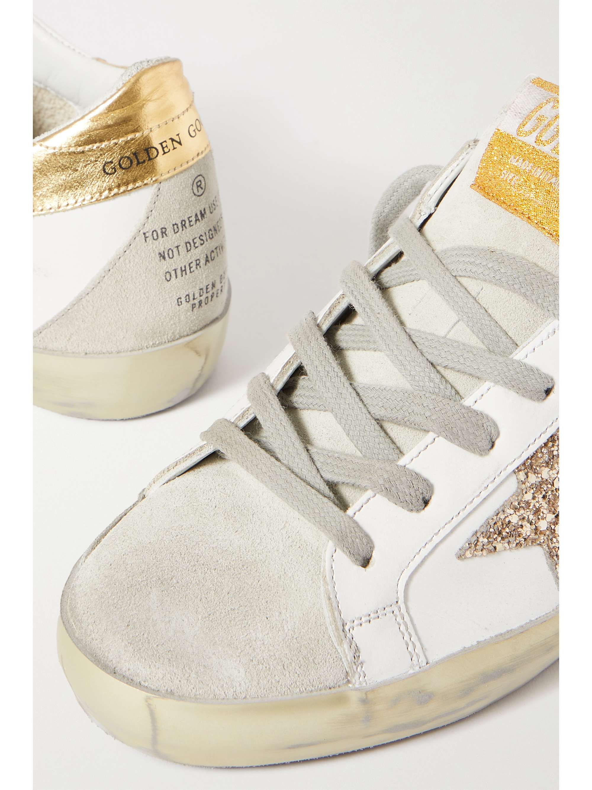 GOLDEN GOOSE DELUXE BRAND Superstar distressed glittered leather ...