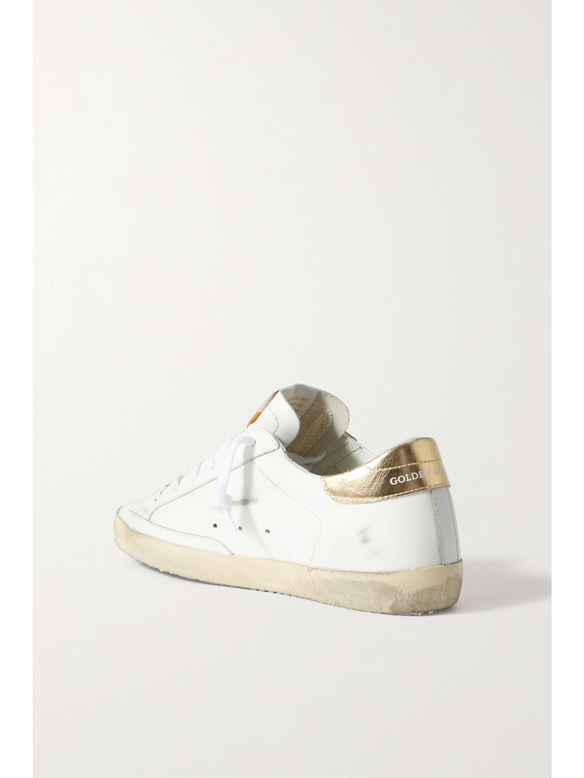 GOLDEN GOOSE Superstar distressed leopard-print calf hair-trimmed leather sneakers