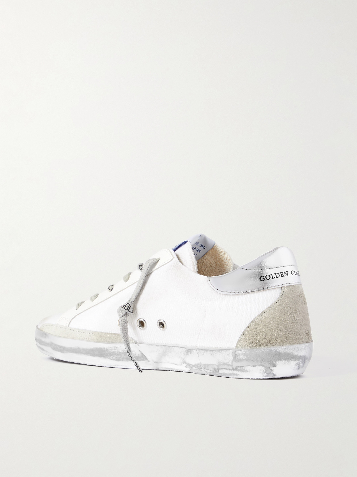 Shop Golden Goose Superstar Distressed Suede And Leather-trimmed Canvas Sneakers In White