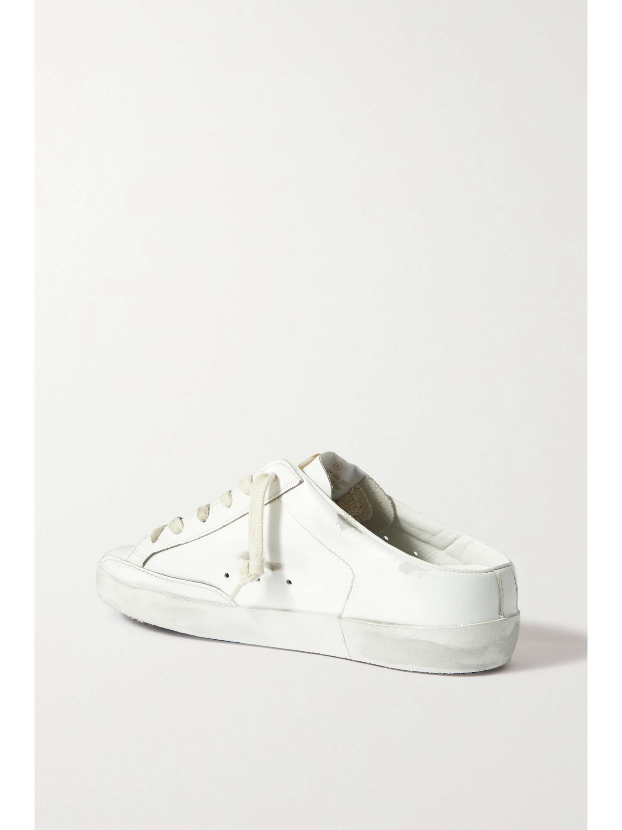 GOLDEN GOOSE Superstar distressed suede-trimmed leather mules