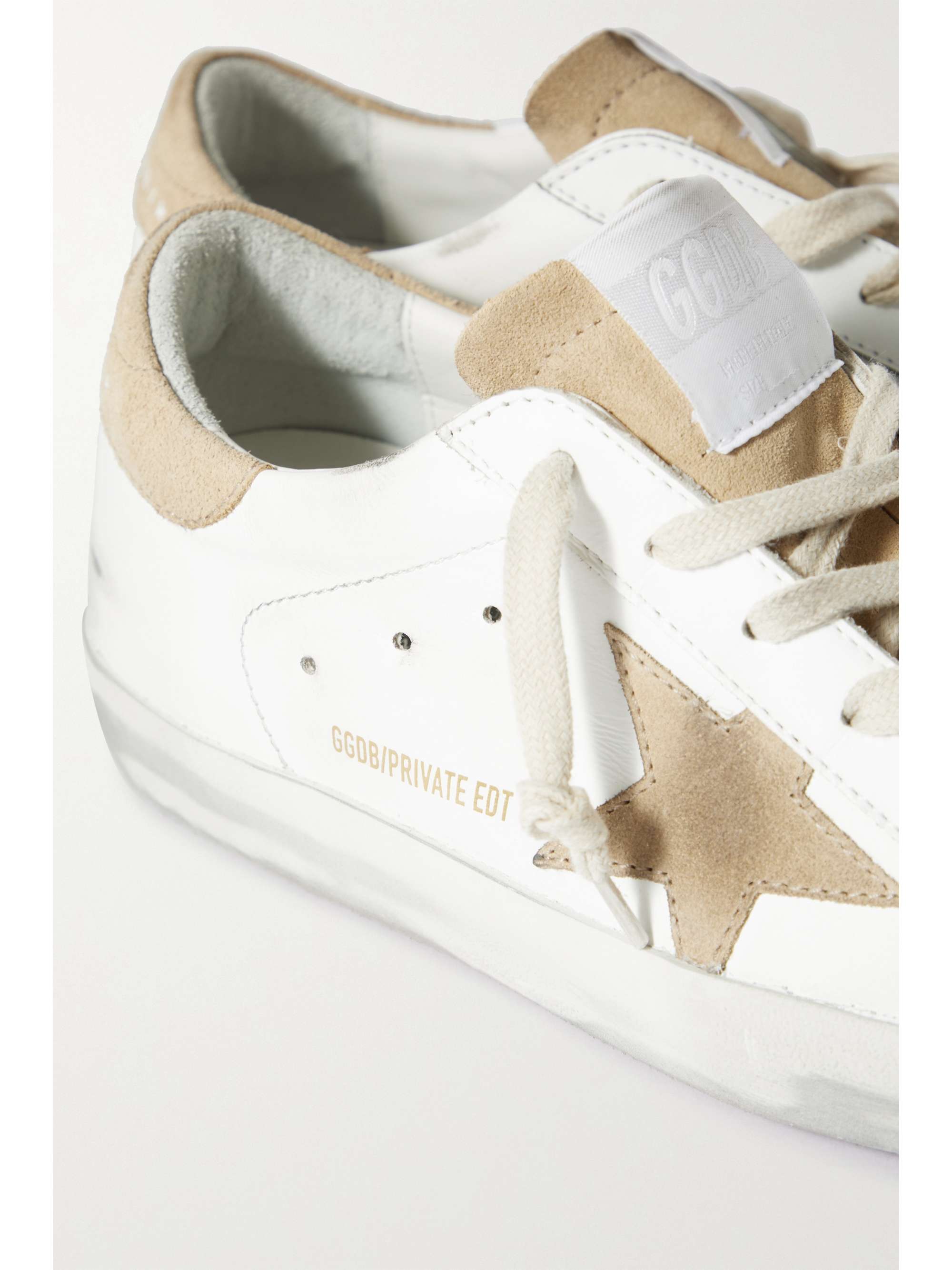 GOLDEN GOOSE Superstar faux pearl-embellished distressed leather sneakers