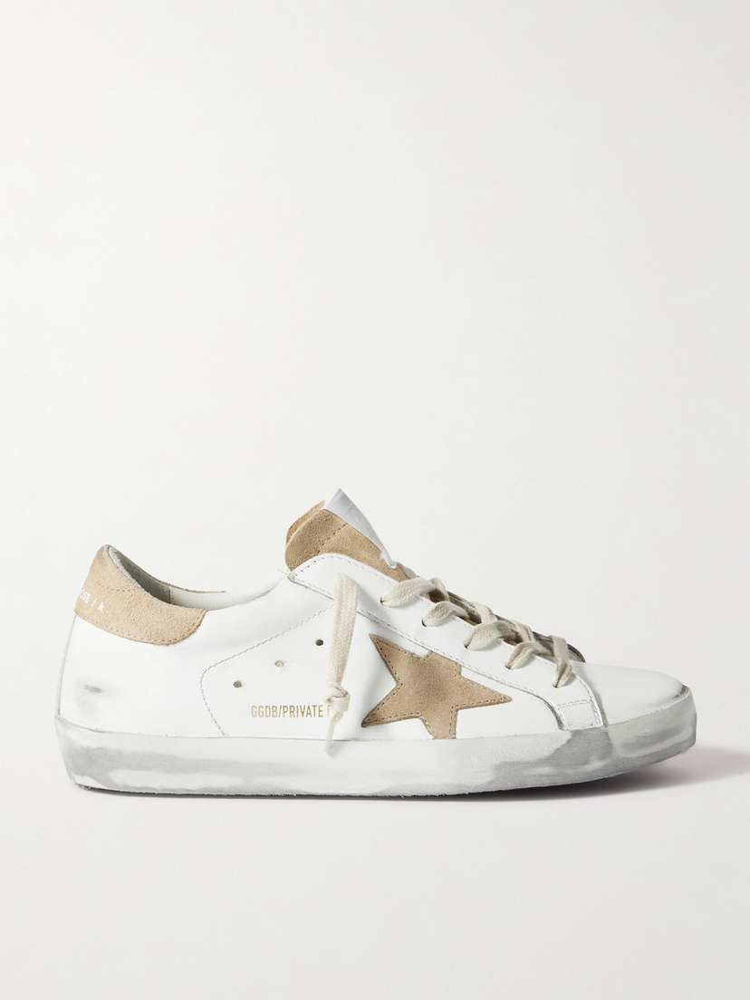 Golden Goose Superstar Distressed Suede-trimmed Leather Sneakers